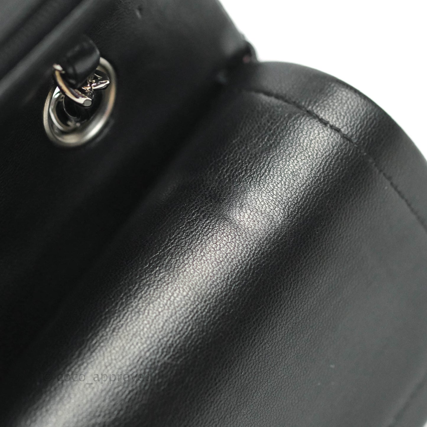 Chanel Classic M/L Medium Double Flap Black Lambskin Silver Hardware