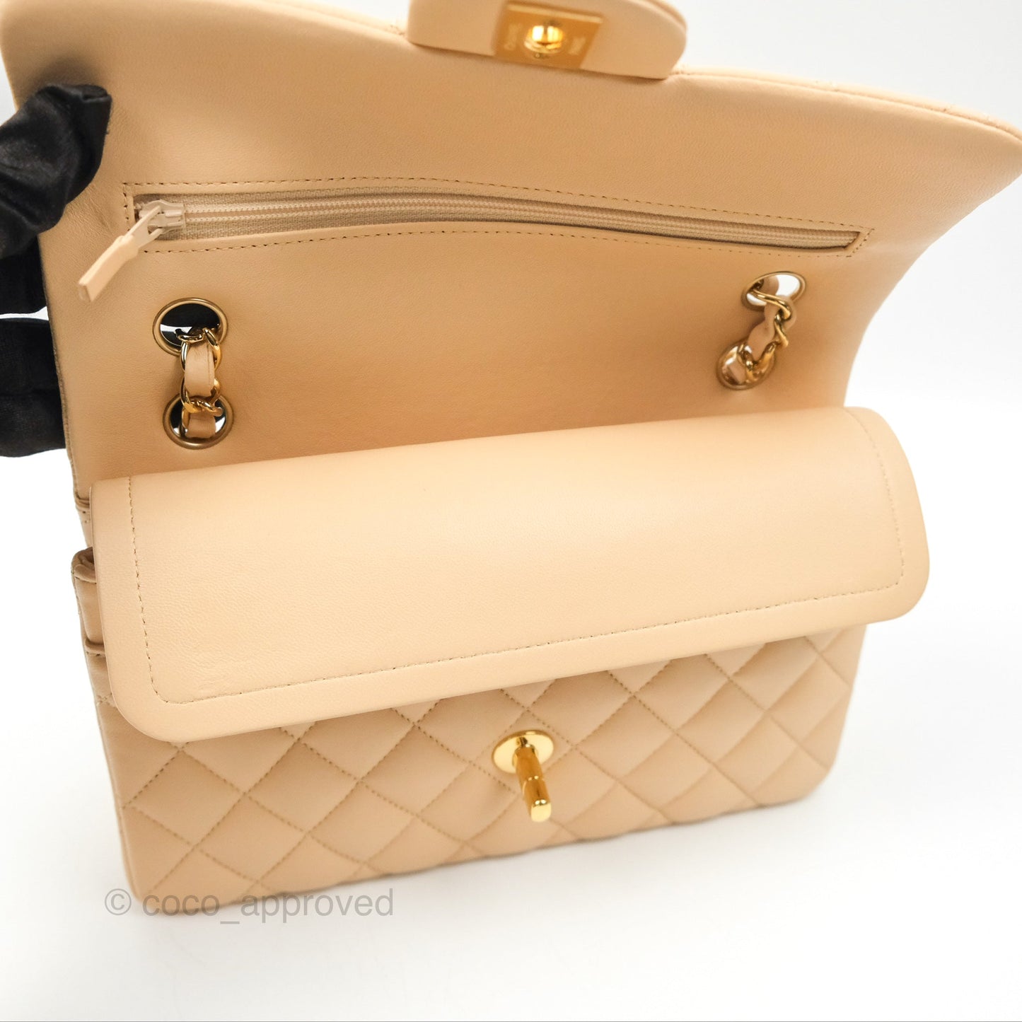 Chanel Small Quilted Classic Flap Beige Lambskin Gold Hardware