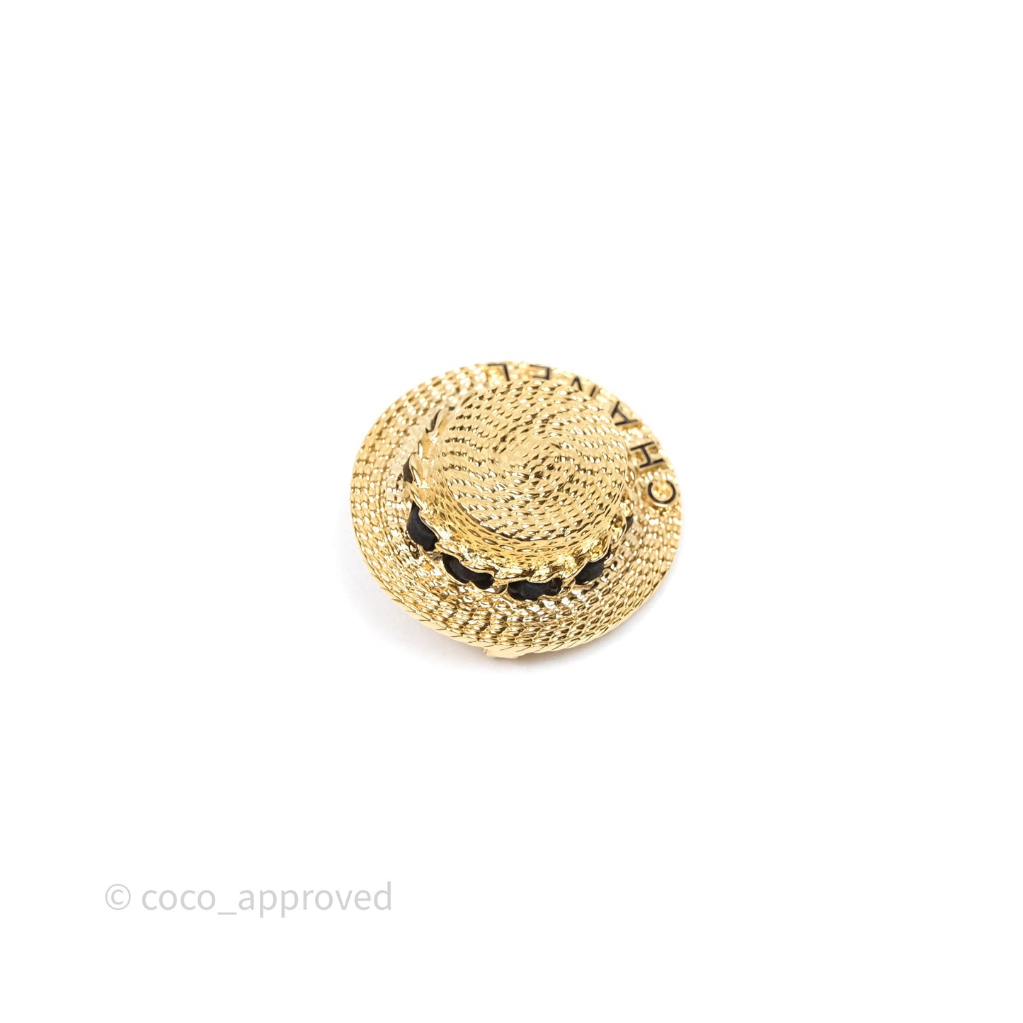Chanel Straw Hat Brooch Gold Tone 25c