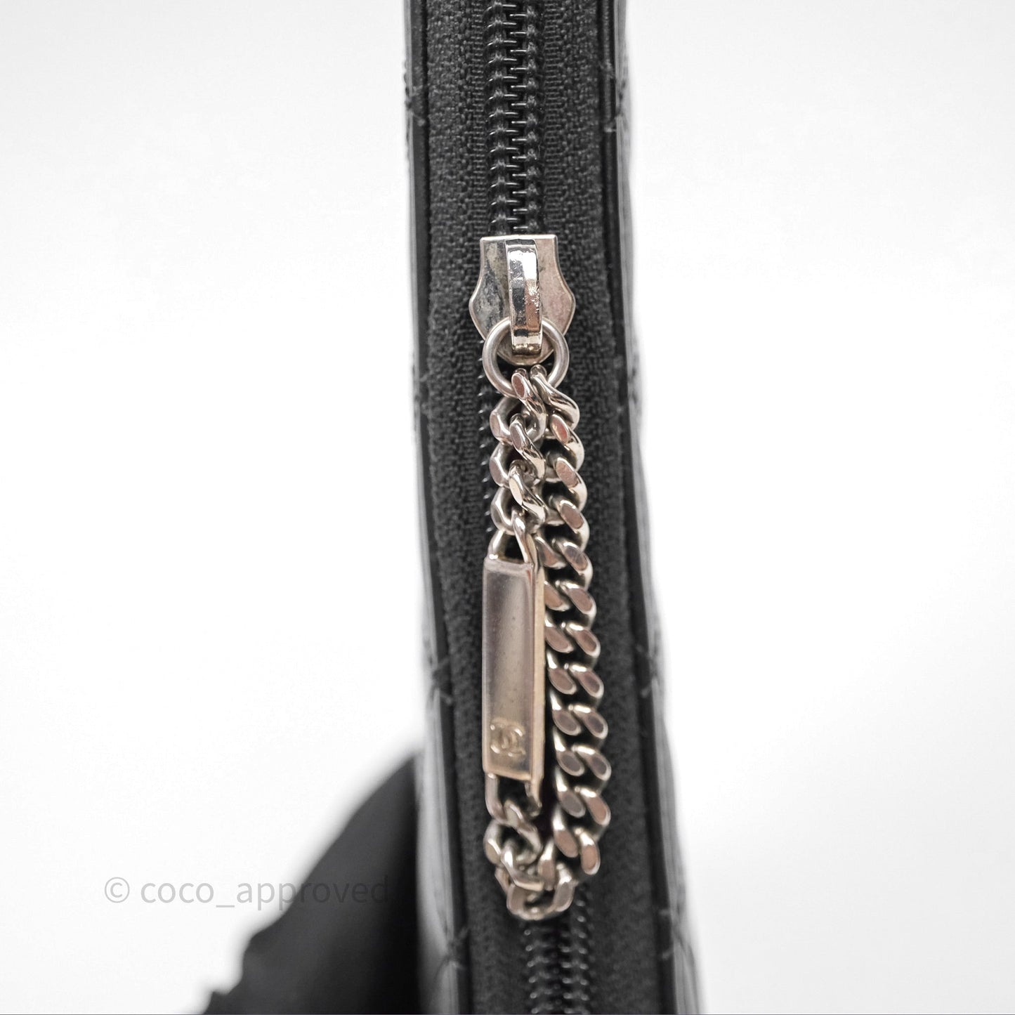 Chanel Quilted Cambon Yen Zip Long Wallet Black Calfskin Silver Hardware