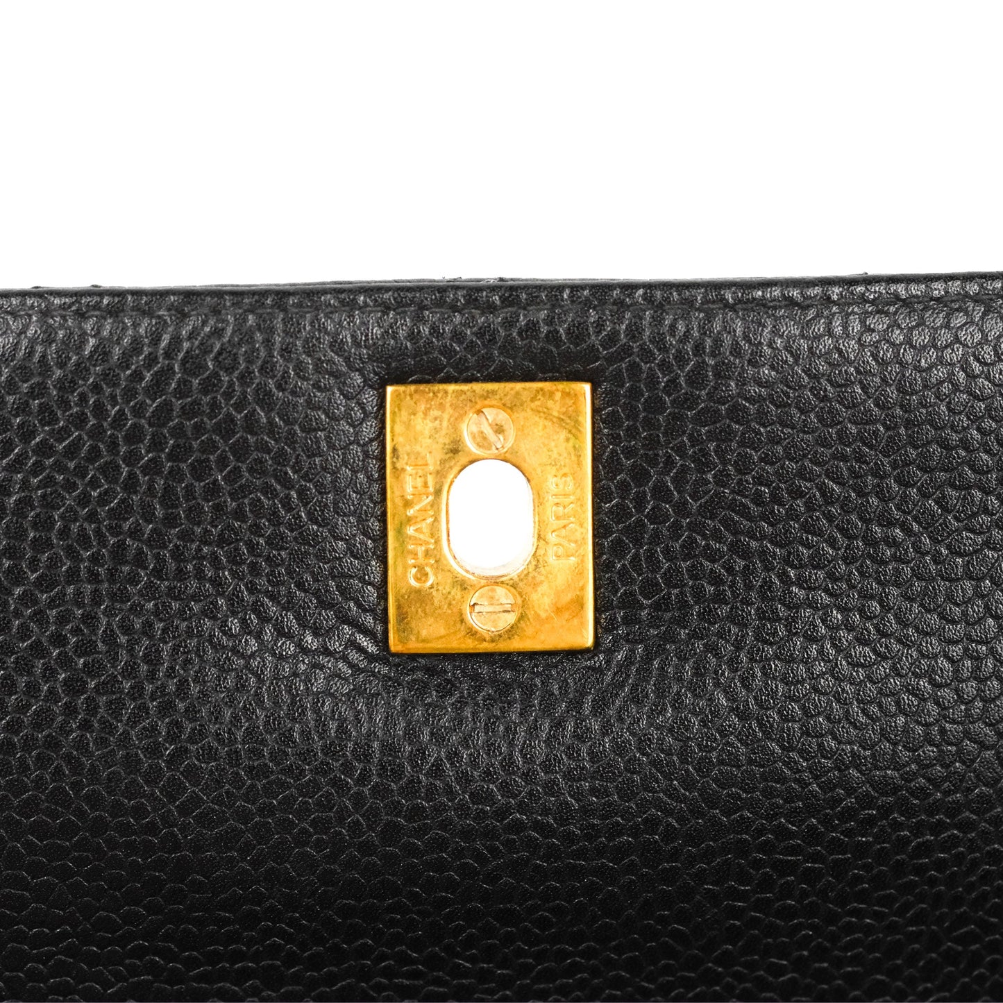 Chanel Vintage Kelly Quilted Flap Bag Black Caviar 24K Gold Hardware