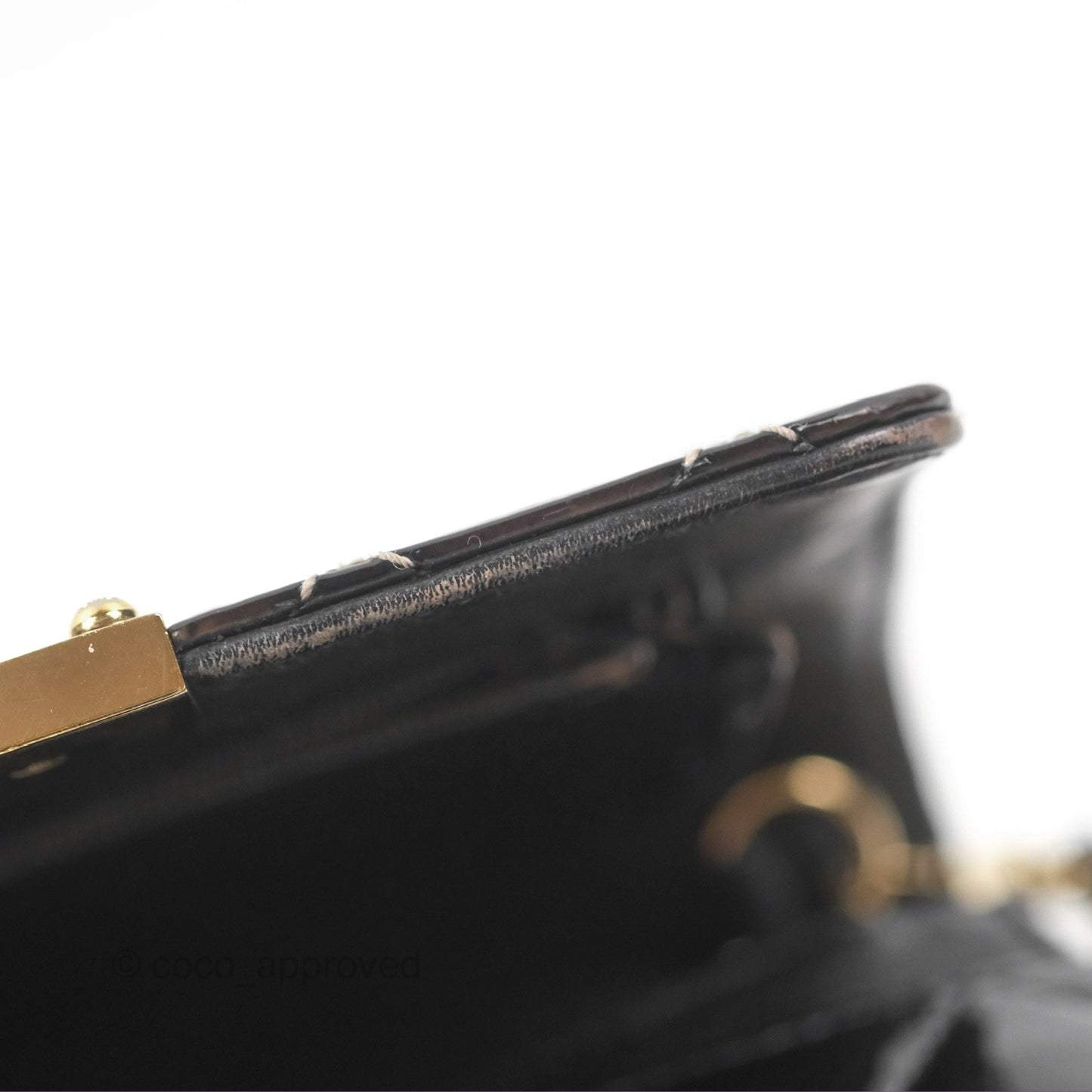 Chanel Golden Class Wallet On Chain WOC Black Patent Gold Hardware