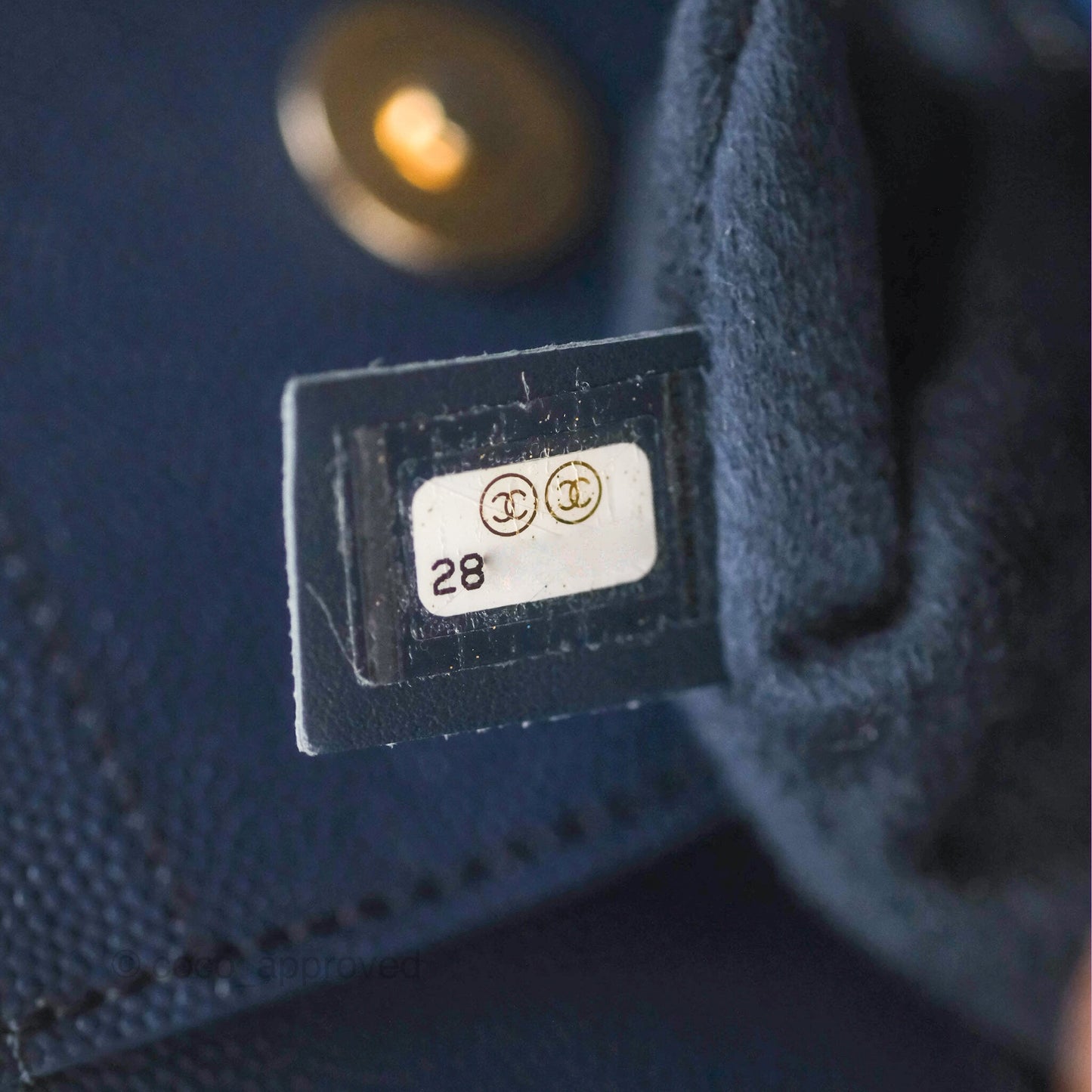 Chanel Small Studded Deauville Tote Navy Caviar Aged Gold Hardware
