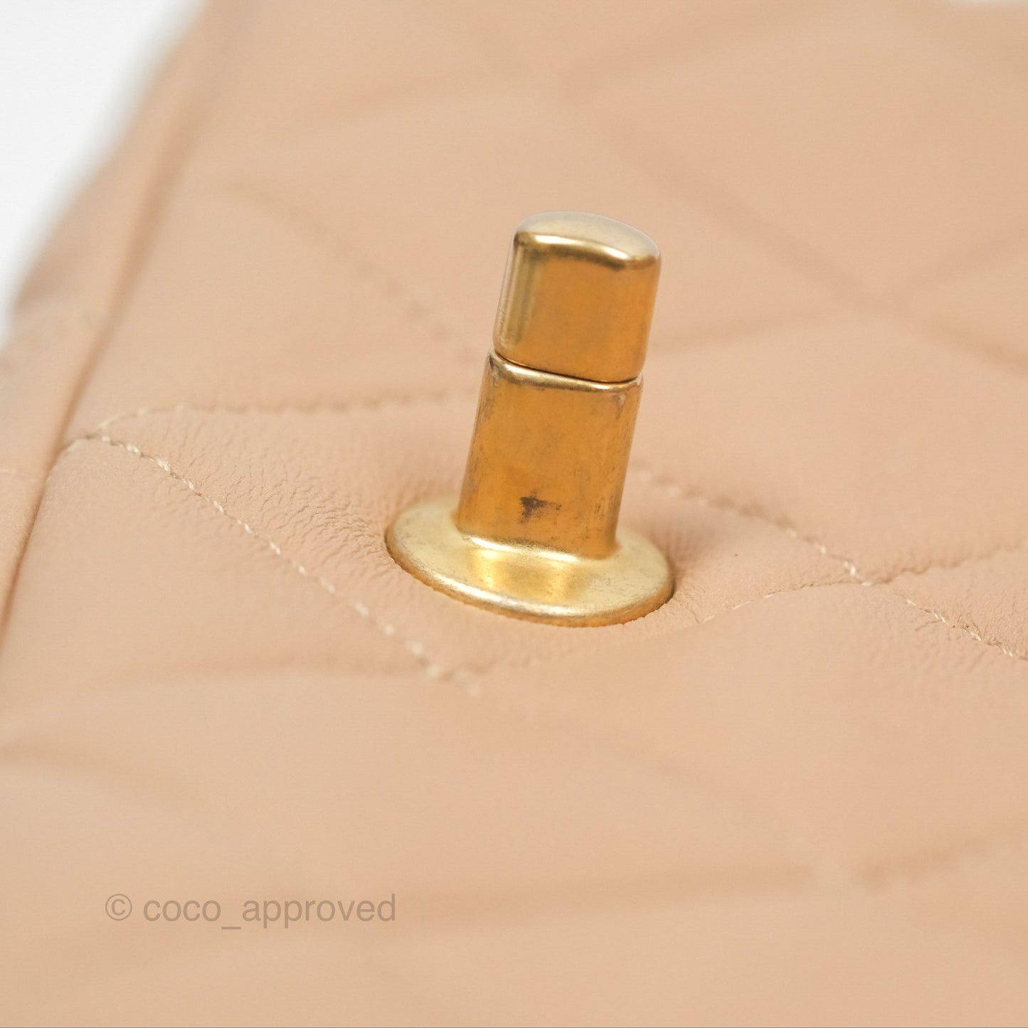 Chanel Small Chunky Chain Flap Bag Lambskin Beige Aged Gold Hardware 22S