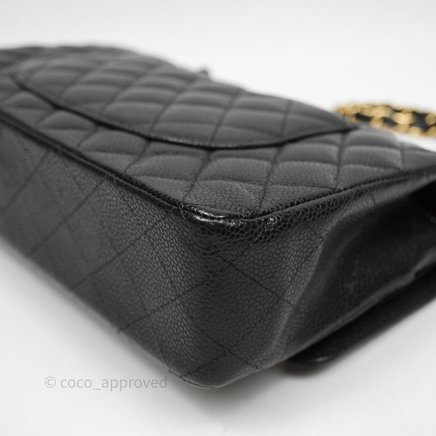 Chanel Classic M/L Medium Flap Quilted Black Caviar Gold Hardware