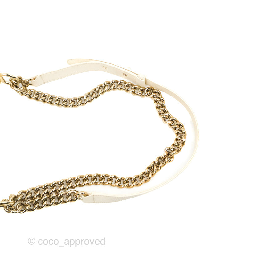 Chanel Small Boy White Caviar Gold Hardware