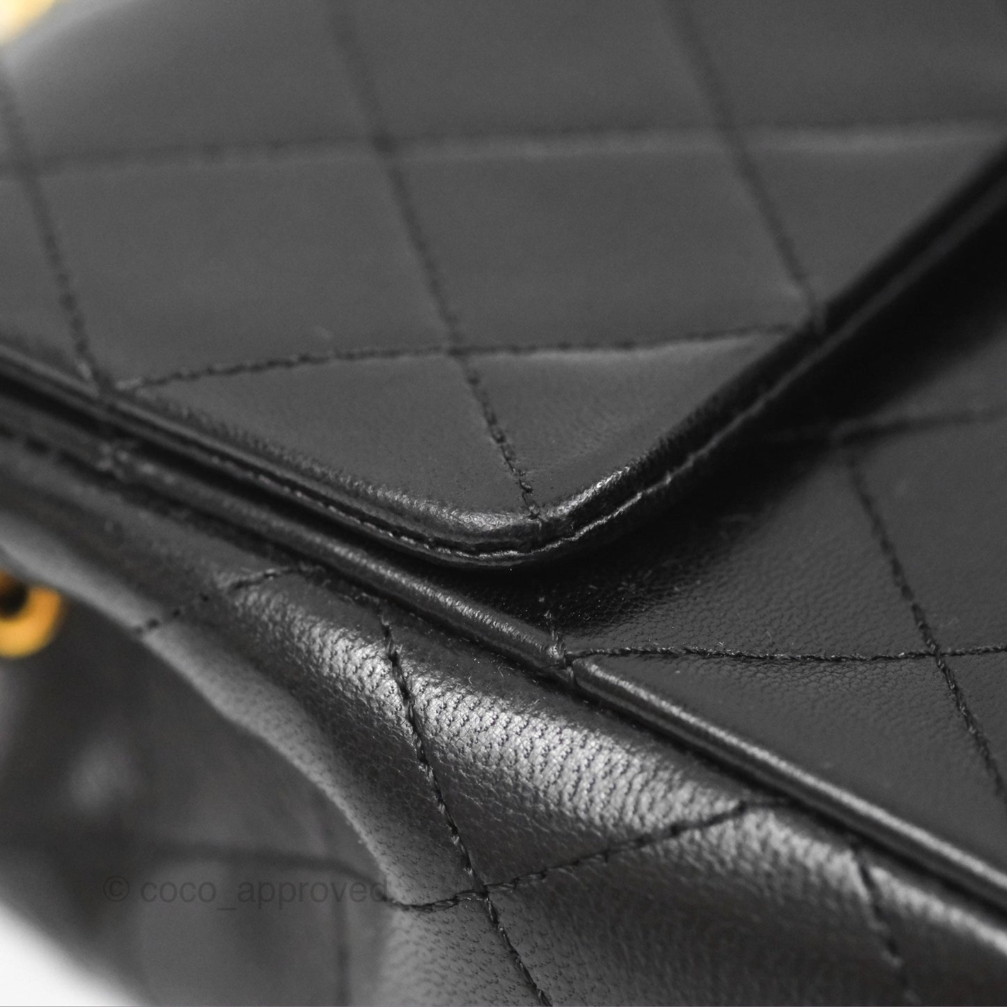 Chanel Vintage Square Flap Bag Black Lambskin 24K Gold Hardware