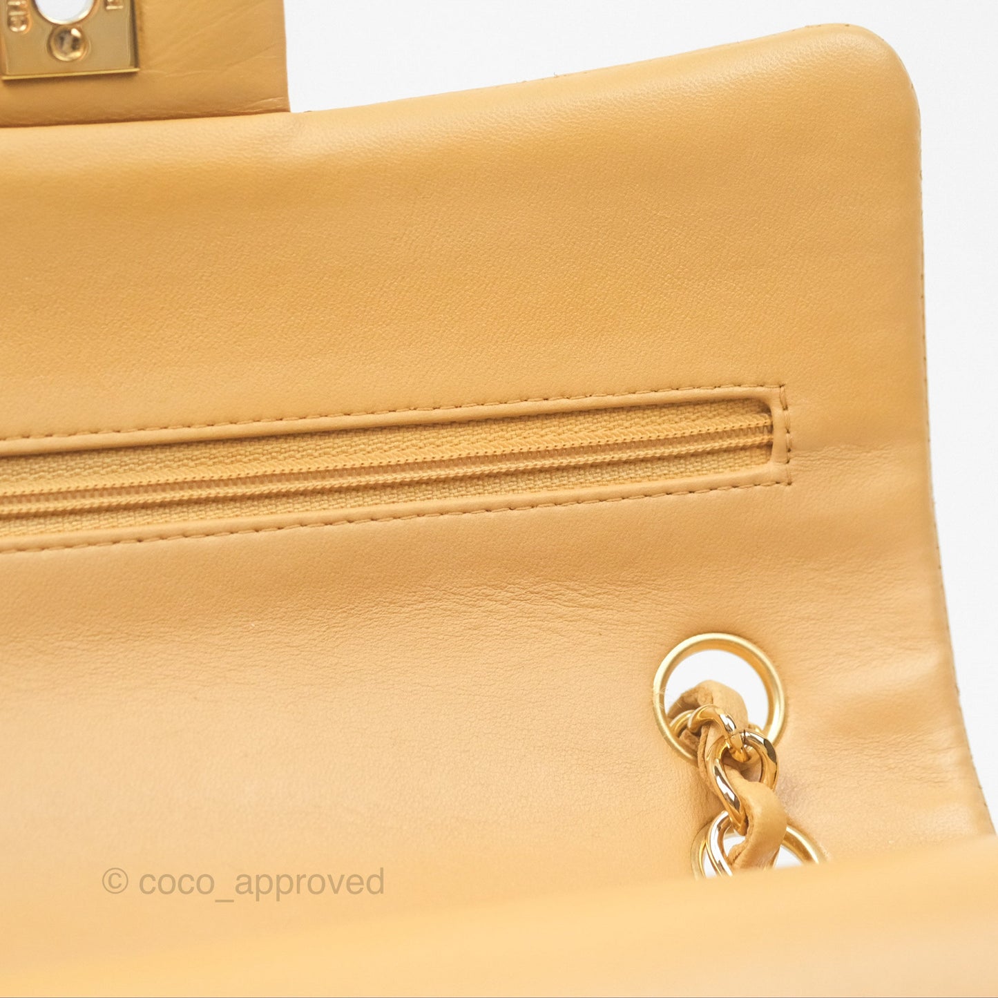 Chanel Vintage Small Classic Flap Beige Lambskin 24K Gold Hardware