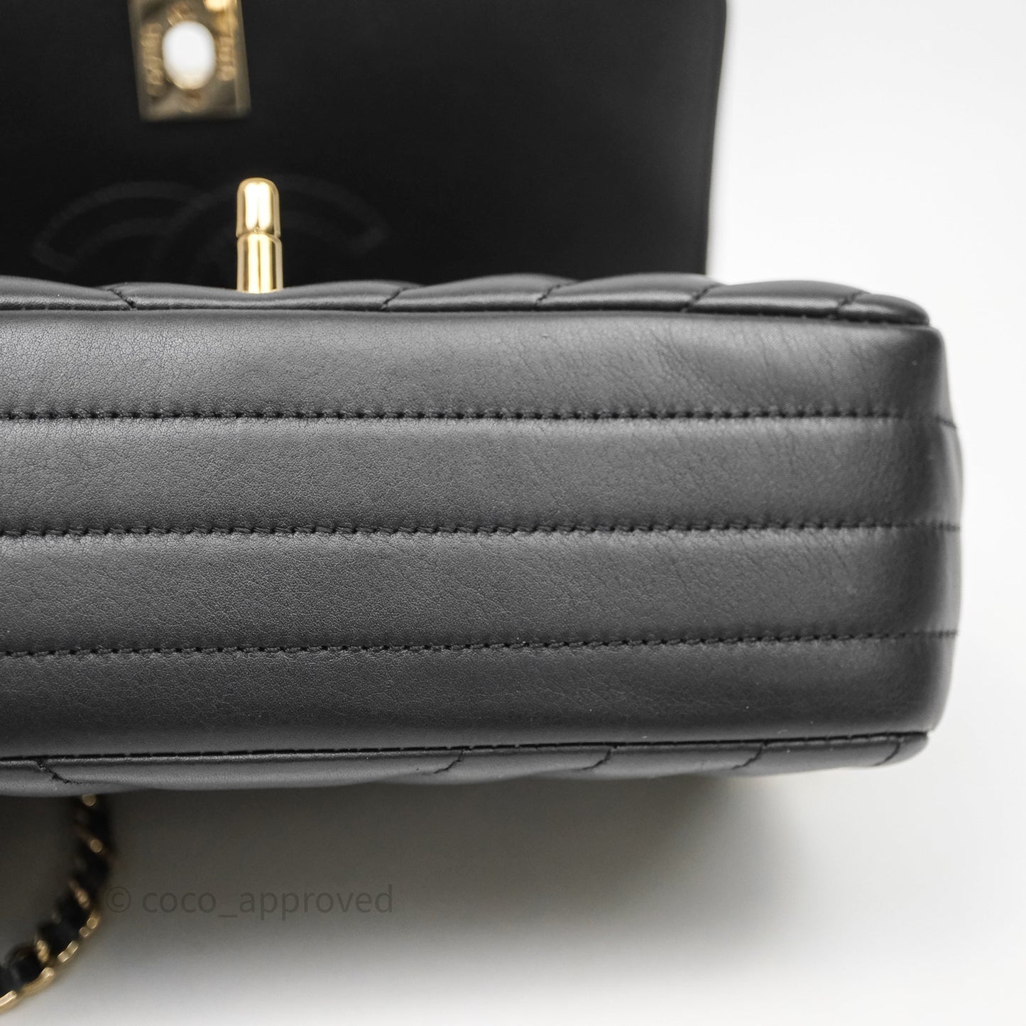 Chanel Black Lambskin Chevron Quilted Statement Flap Bag Light Gold Hardware