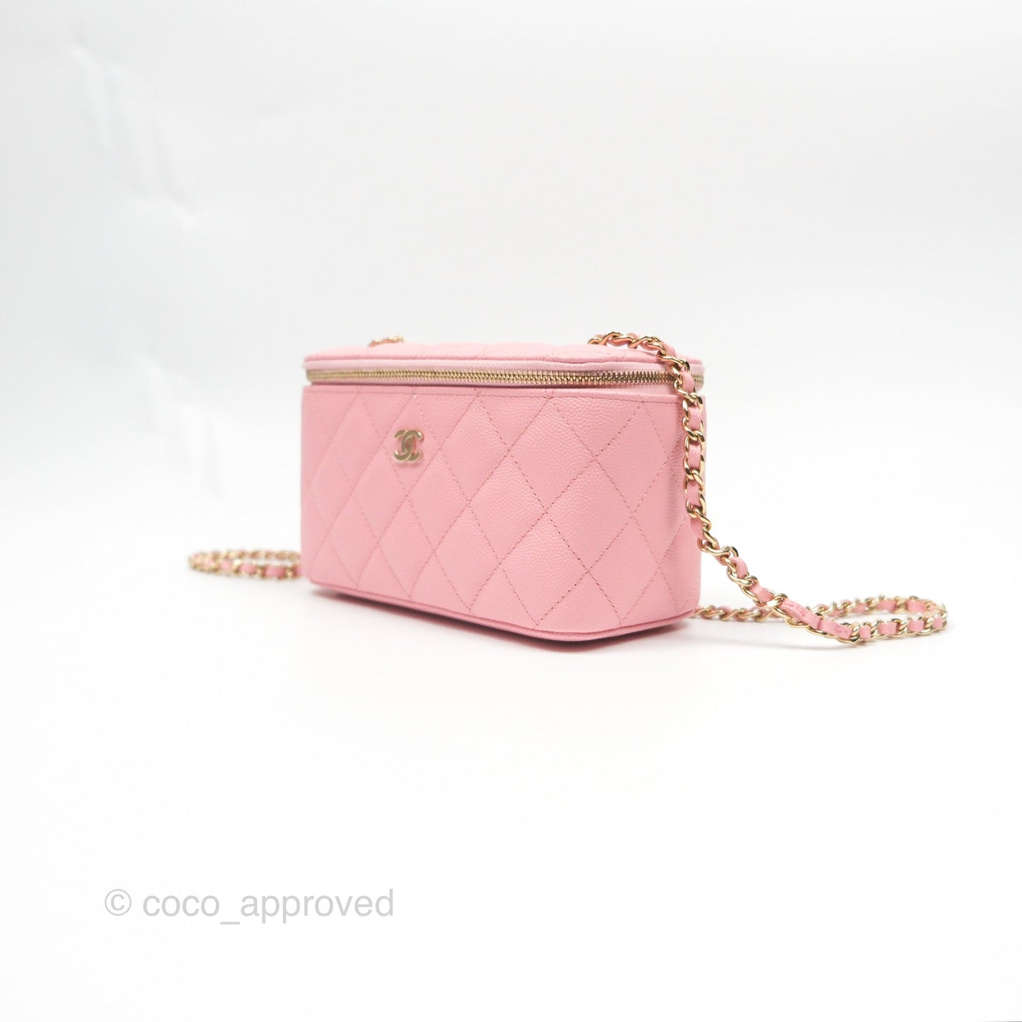 Chanel Classic Vanity With Chain Pink Caviar Gold Hardware