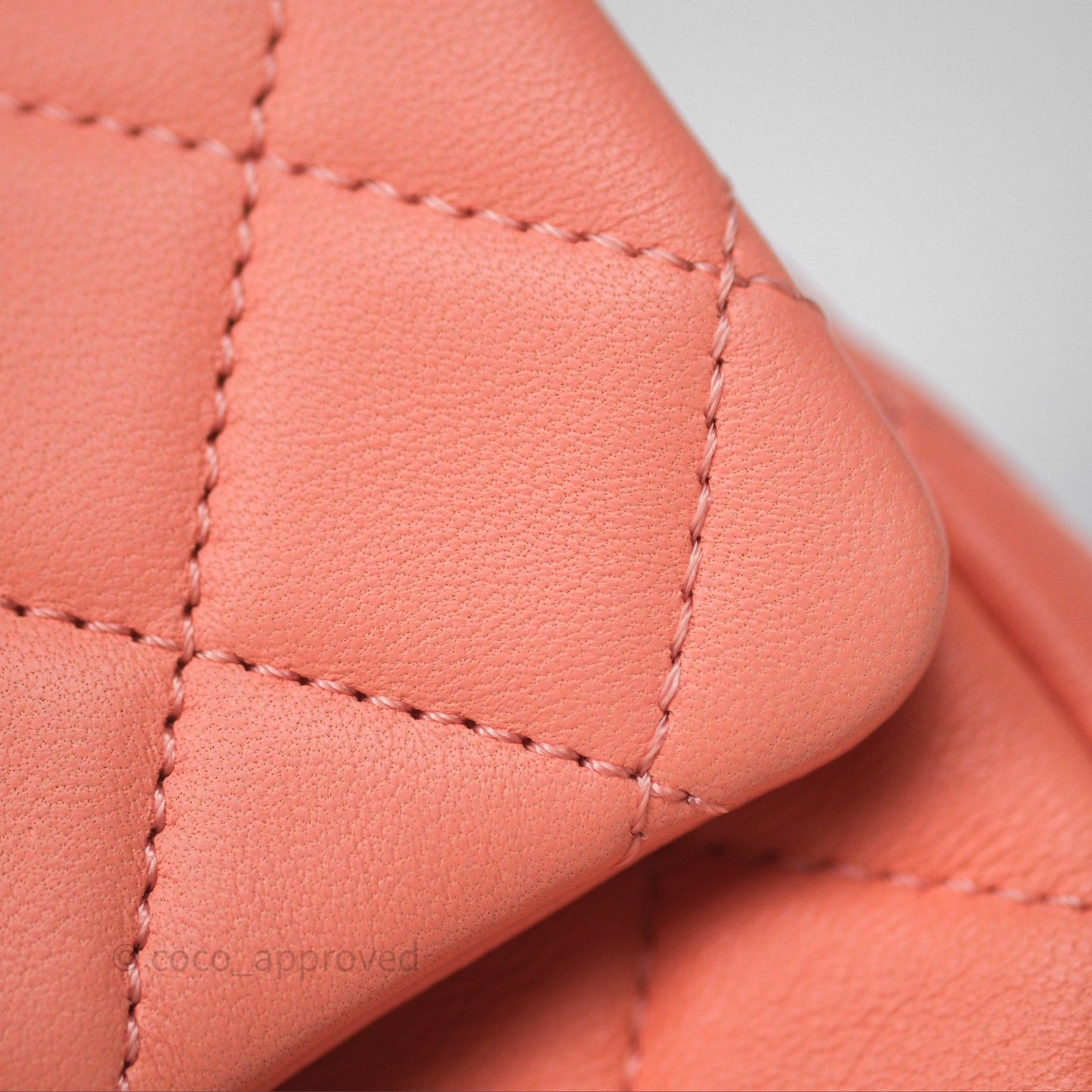 Chanel Pearl Crush Mini Square Quilted Peachy Pink Lambskin Aged Gold Hardware