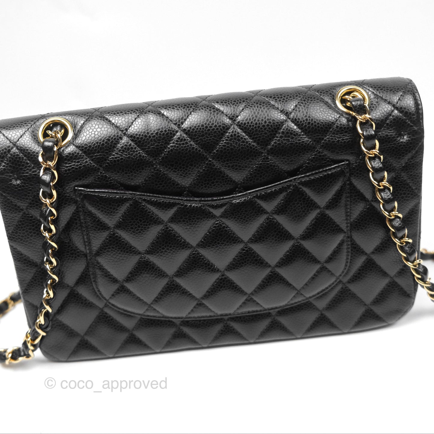Chanel Classic M/L Medium Flap Quilted Black Caviar Gold Hardware