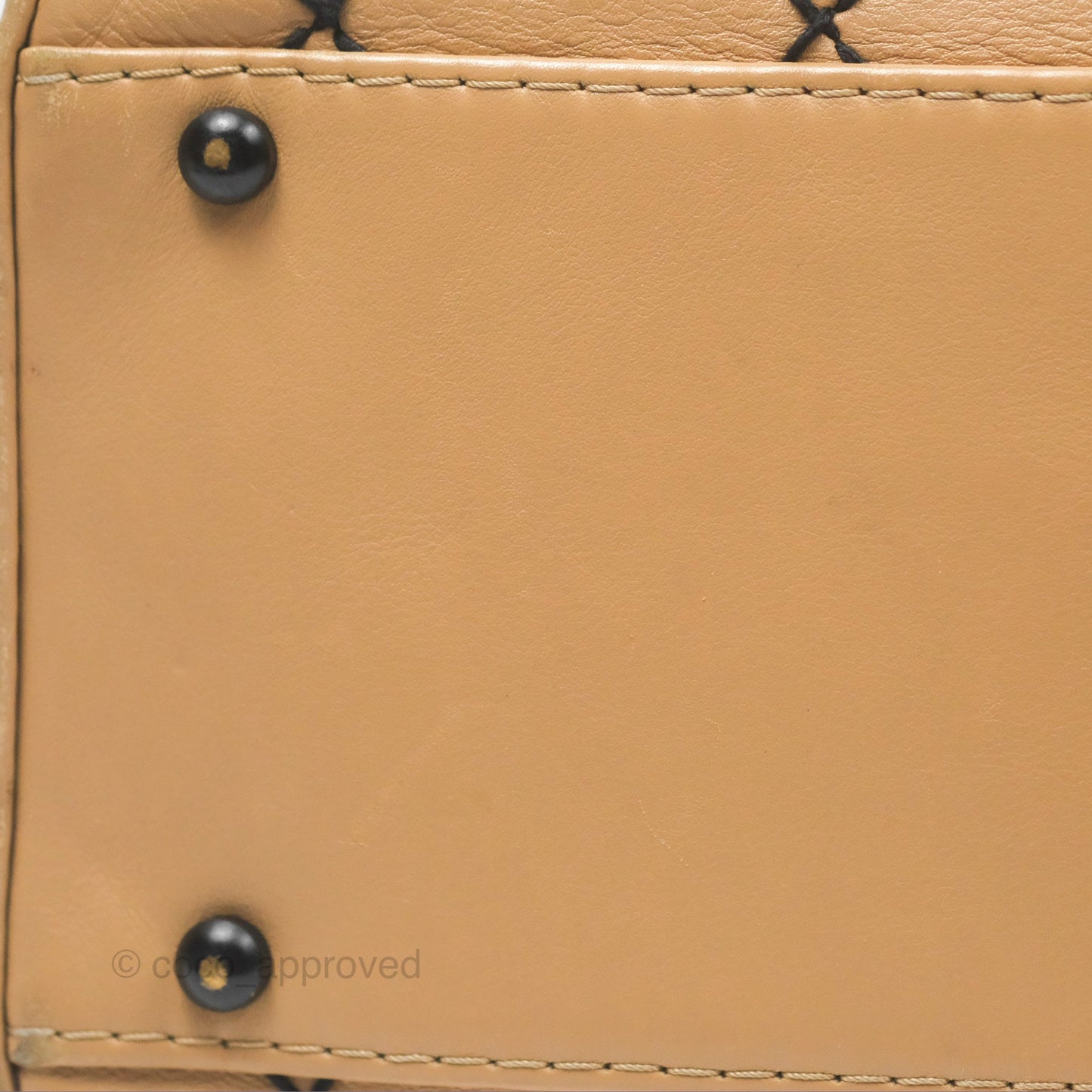 Chanel Contrast Stitch Surpique Bowler Bag Beige Calfskin Matte Black Hardware