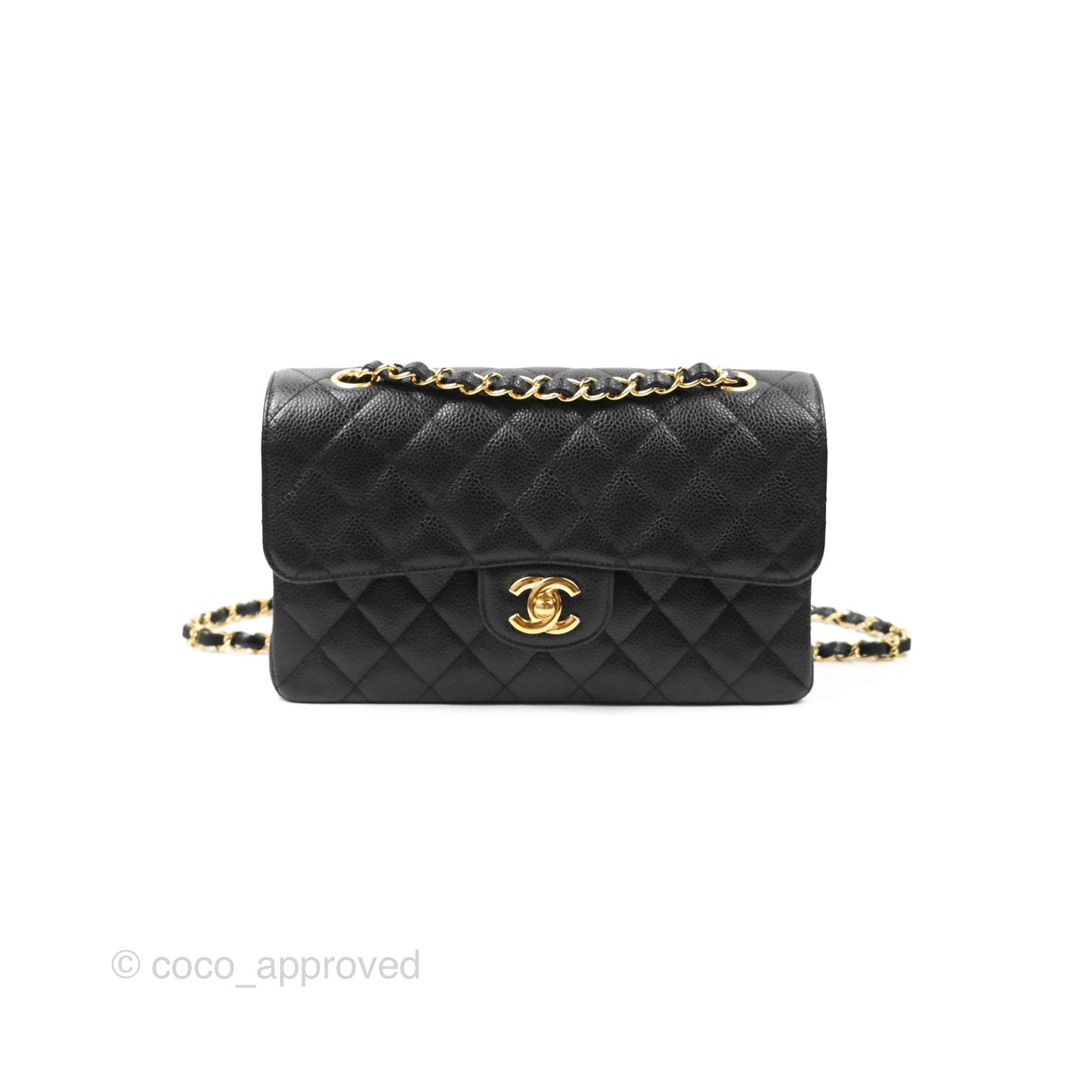 Chanel Small Classic Quilted Flap Black Caviar Gold Hardware