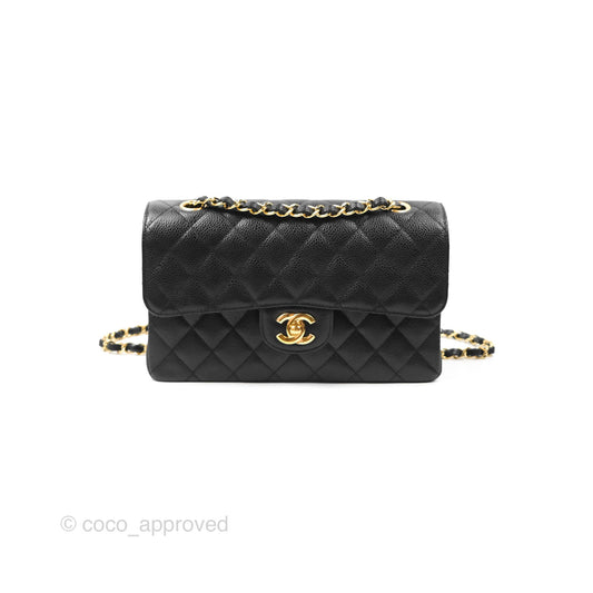 Chanel Small Classic Quilted Flap Black Caviar Gold Hardware