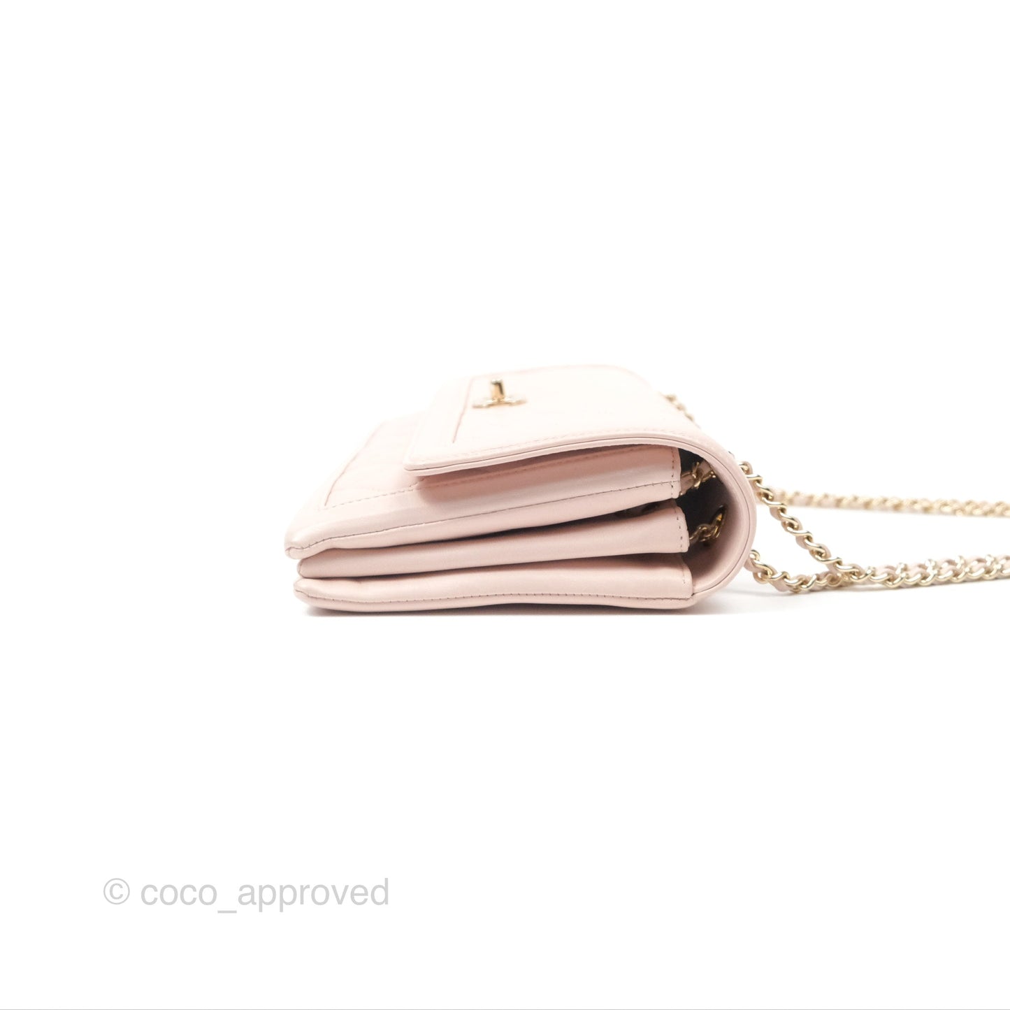 Chanel Flap Clutch With Chain Quilted Light Pink Lambskin Gold Hardware