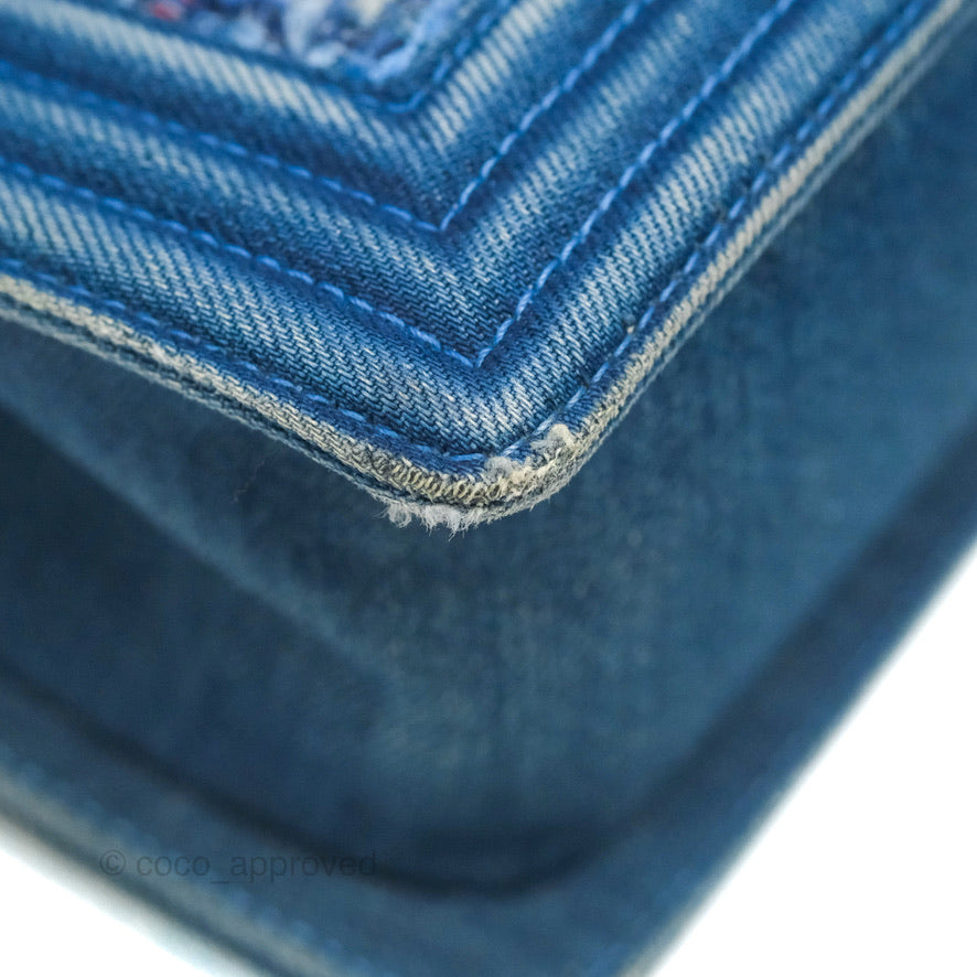 Chanel Medium Boy Blue Denim Tweed Ruthenium Hardware