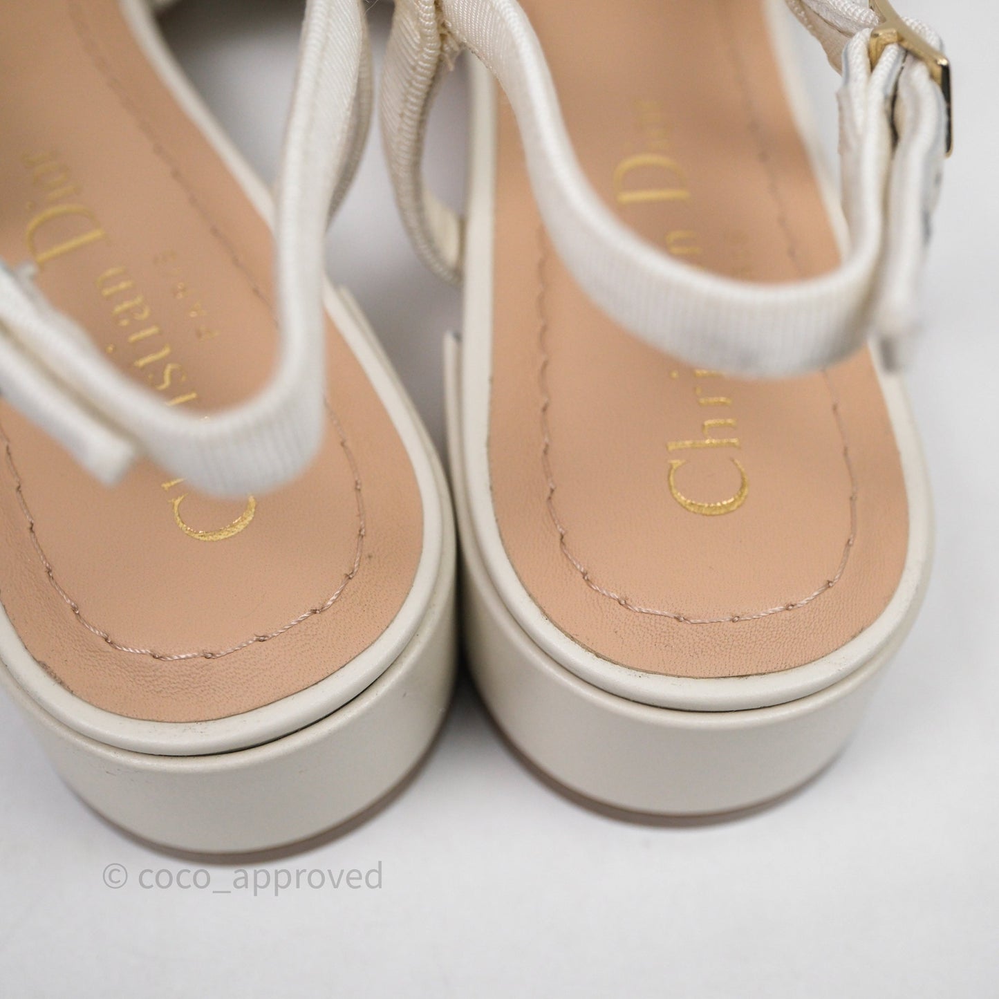 Dior Ballet Slingback Pump White Cannage Tweed Gold-Tone Metallic Thread