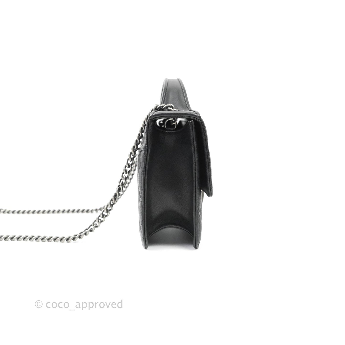 Chanel Small CC University Flap Bag Black Calfskin Ruthenium Hardware