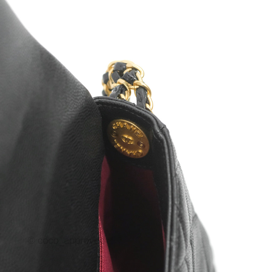 Chanel Small Flap with Coin Charm Black Caviar Aged Gold Hardware 22A