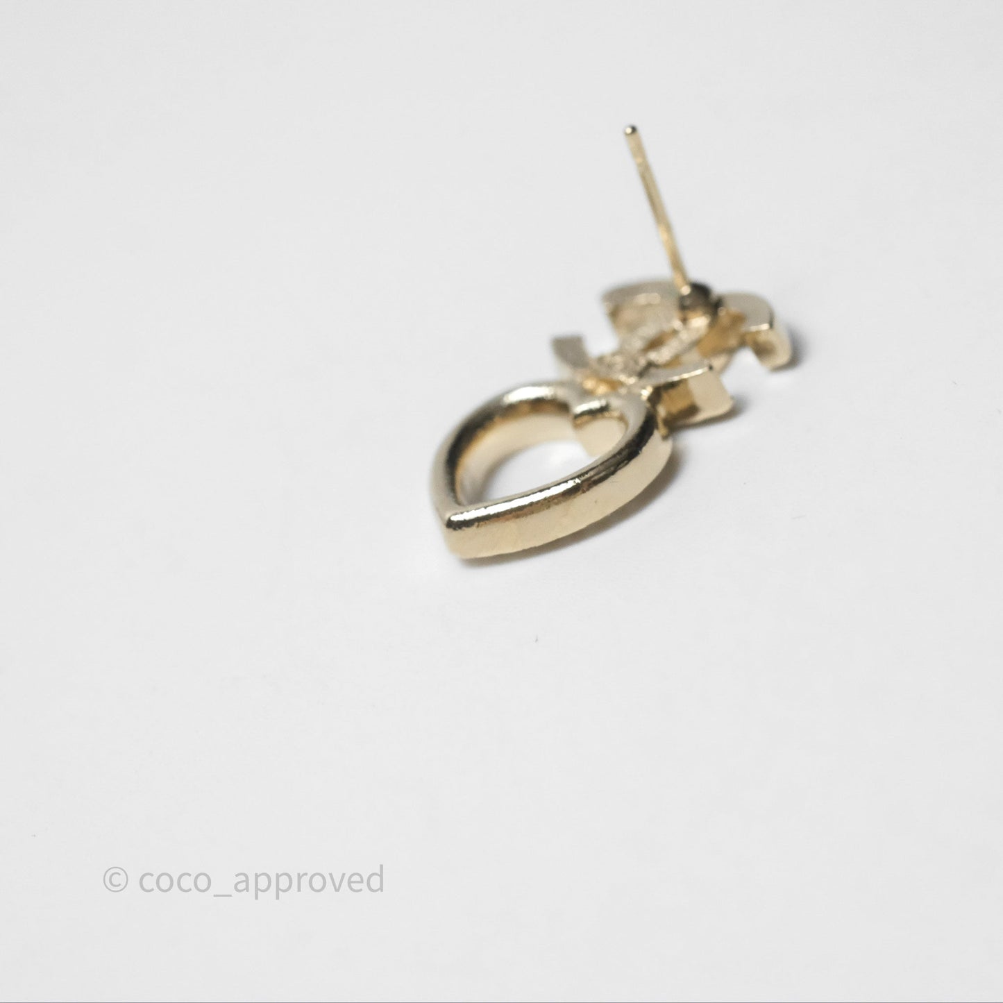 Chanel Crystal CC Heart Earrings Gold Tone 23B