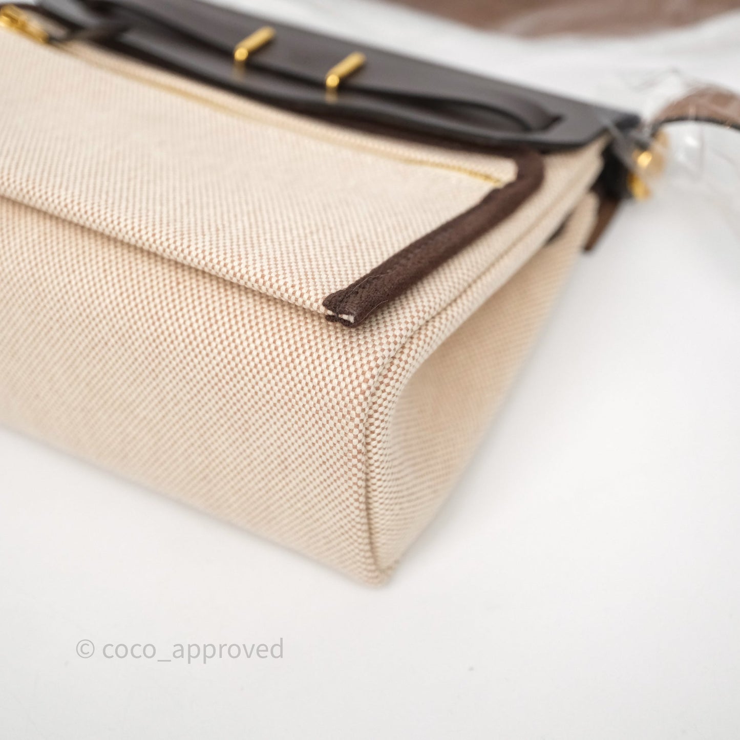 Hermès Herbag Zip 20 Mini Ecru Beige 14/ Ebene 46 Canvas Gold Hardware