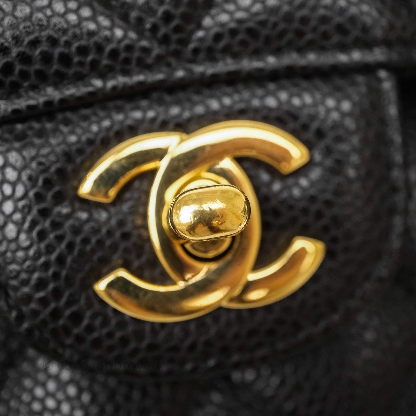 Chanel Classic M/L Medium Double Flap Black Caviar Gold Hardware