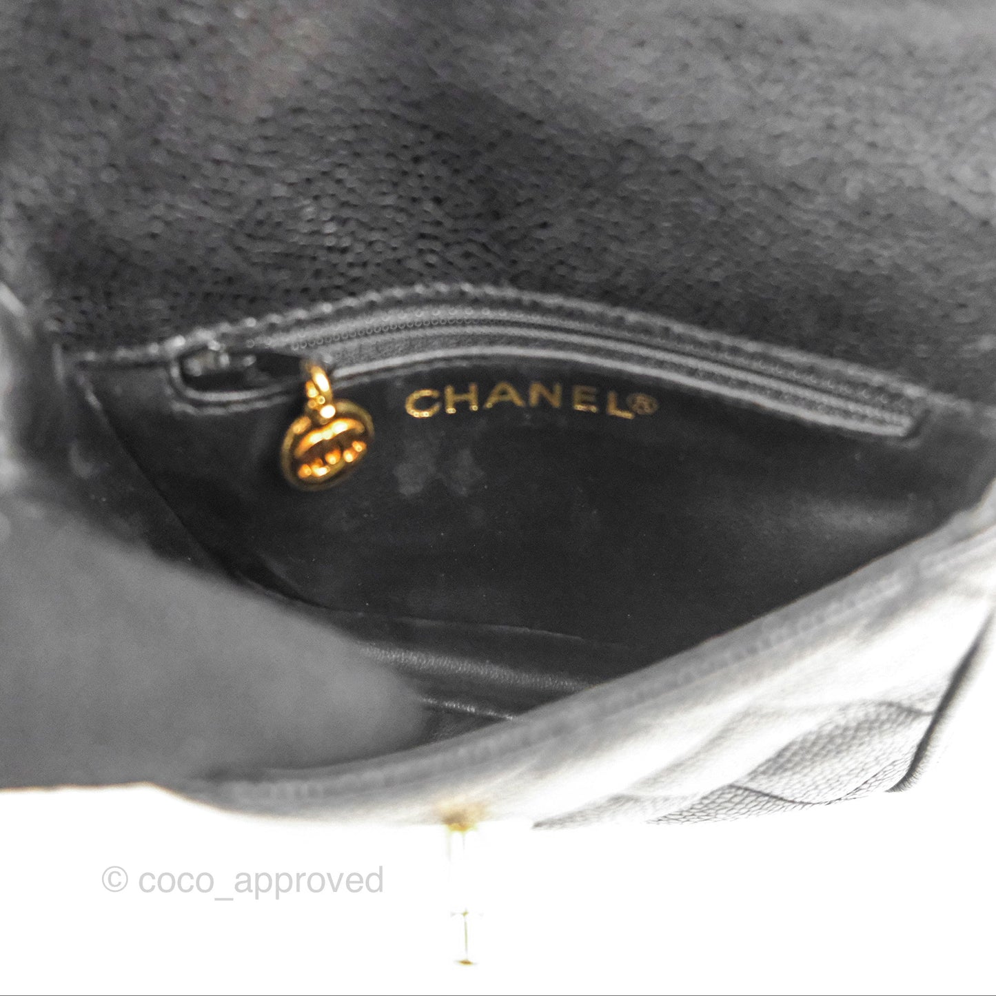 Chanel Vintage Belt Bag Quilted Black Caviar 24K Gold Hardware
