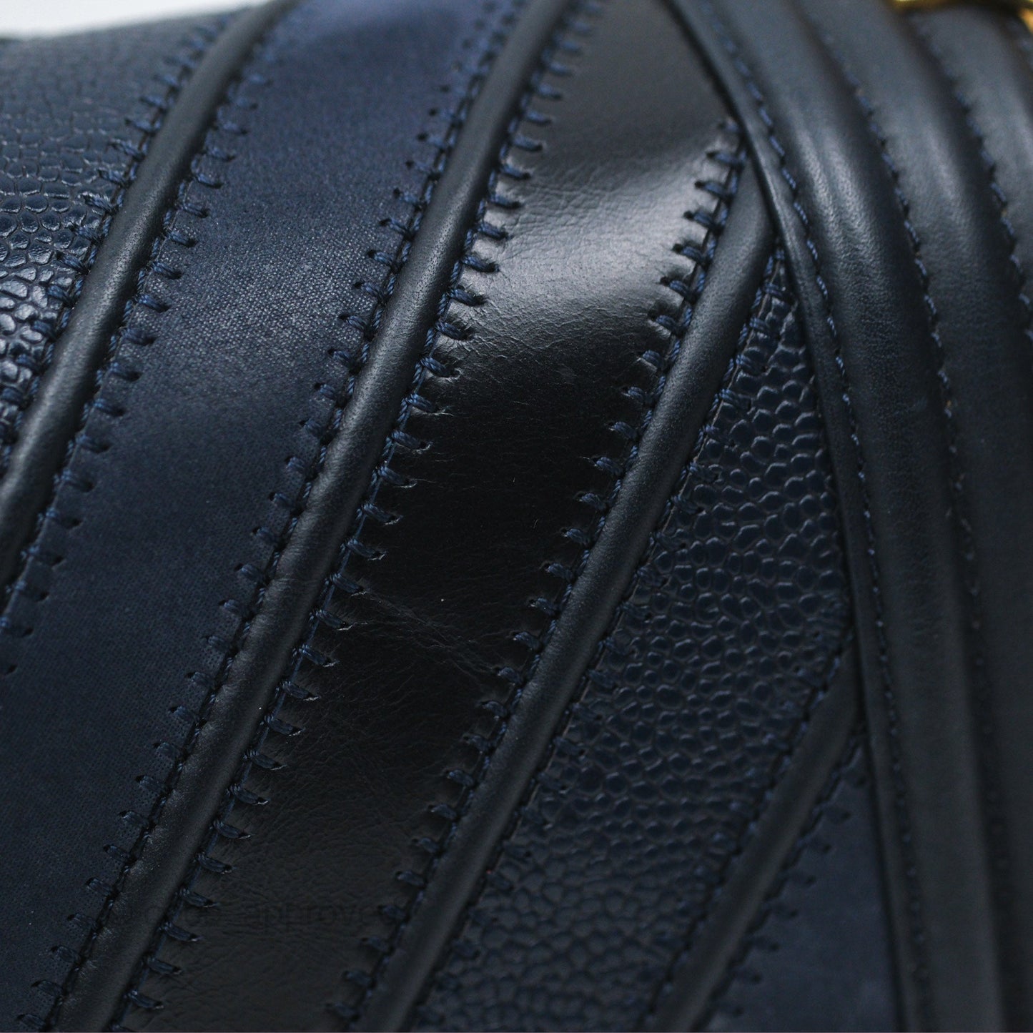 Chanel Medium Boy Chevron Navy Caviar/ Calfskin/ Suede Aged Gold Hardware