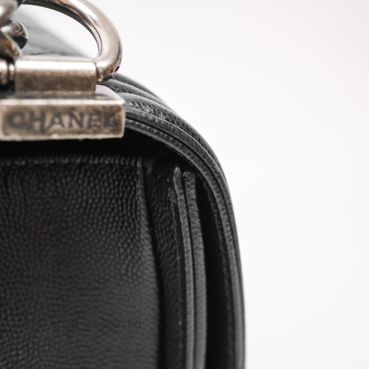 Chanel Medium Boy Quilted Black Caviar Ruthenium Hardware