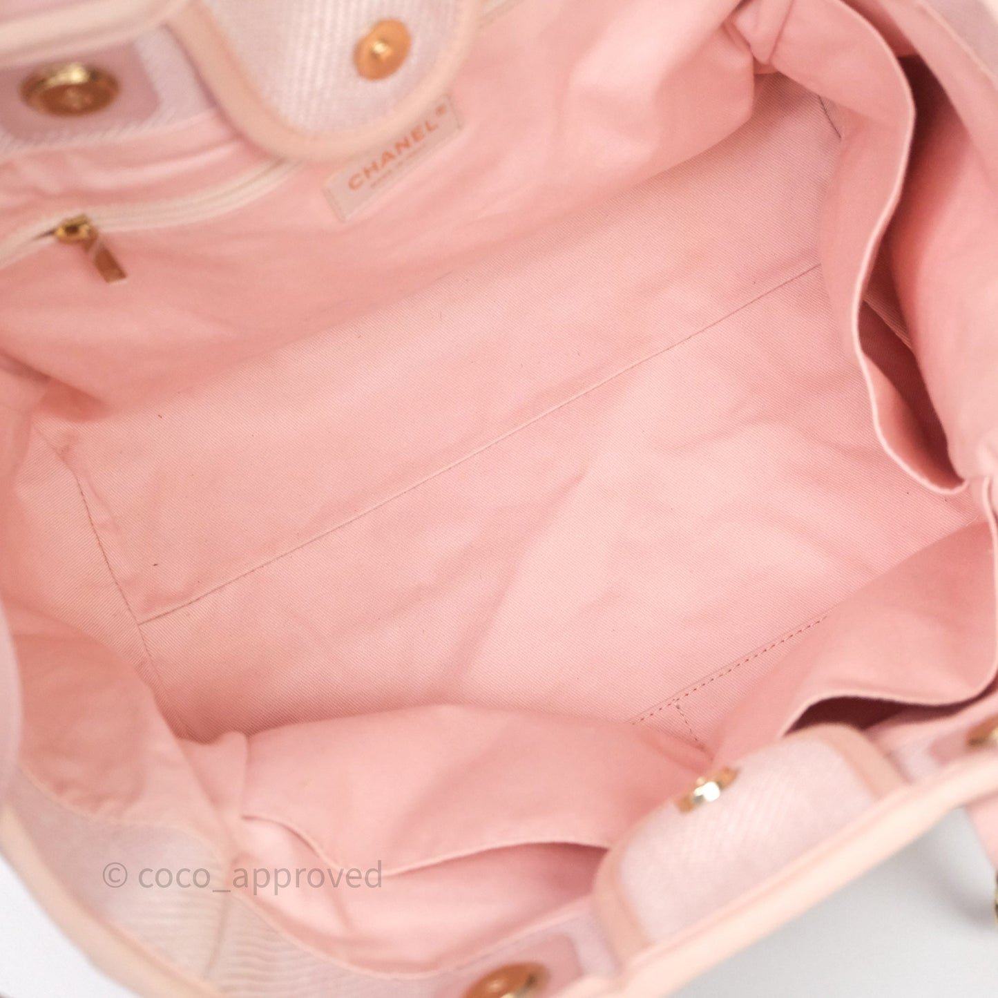 Chanel Large Deauville Tote Pink Canvas Gold Hardware