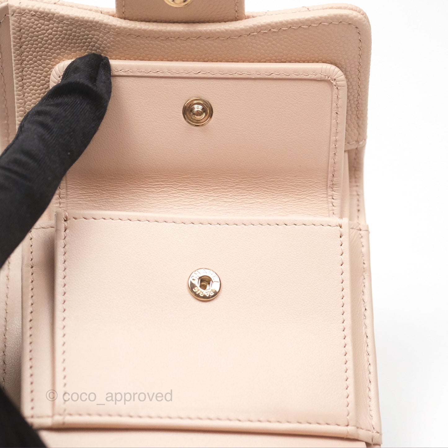 Chanel Classic Short Flap Wallet Beige Pink Caviar Gold Hardware