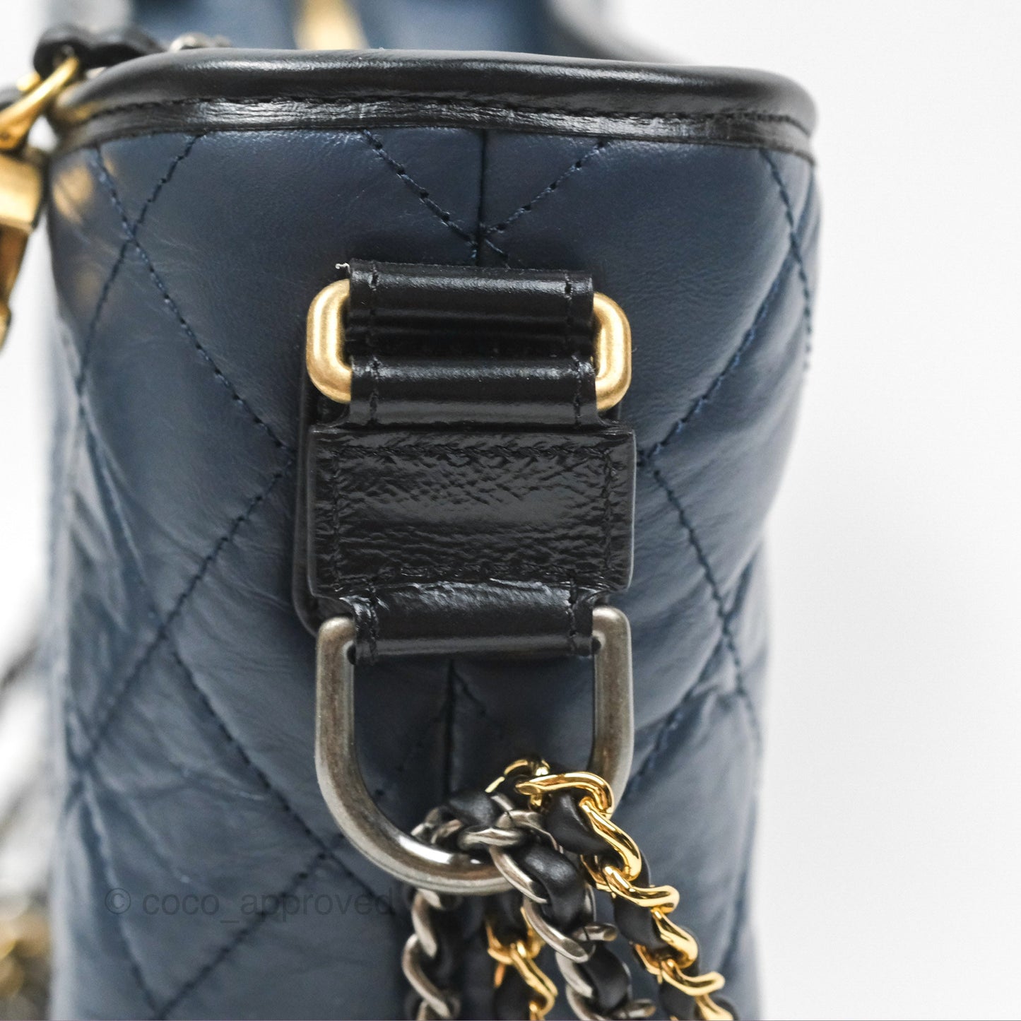 Chanel New Medium Gabrielle Hobo Quilted Navy Black Aged Calfskin