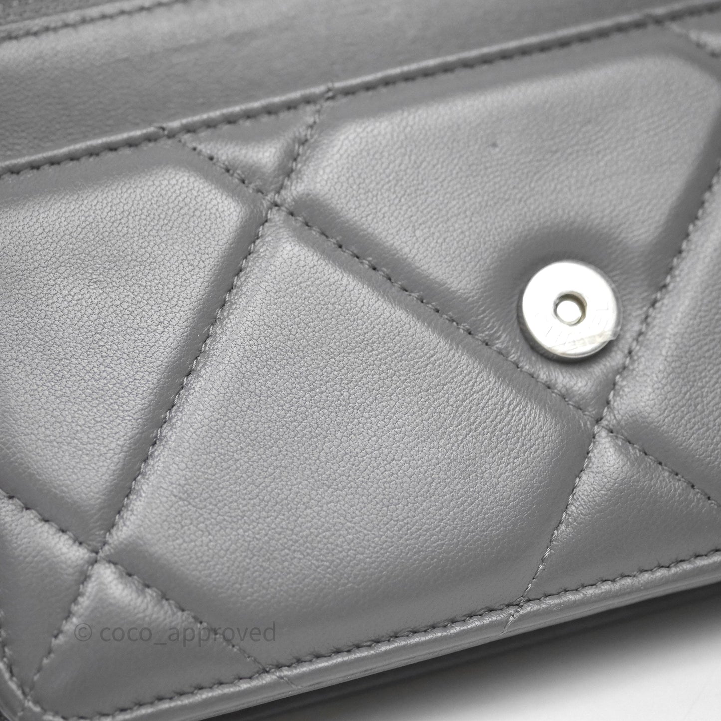 Chanel 19 Wallet on Chain WOC Grey Lambskin Mixed Hardware