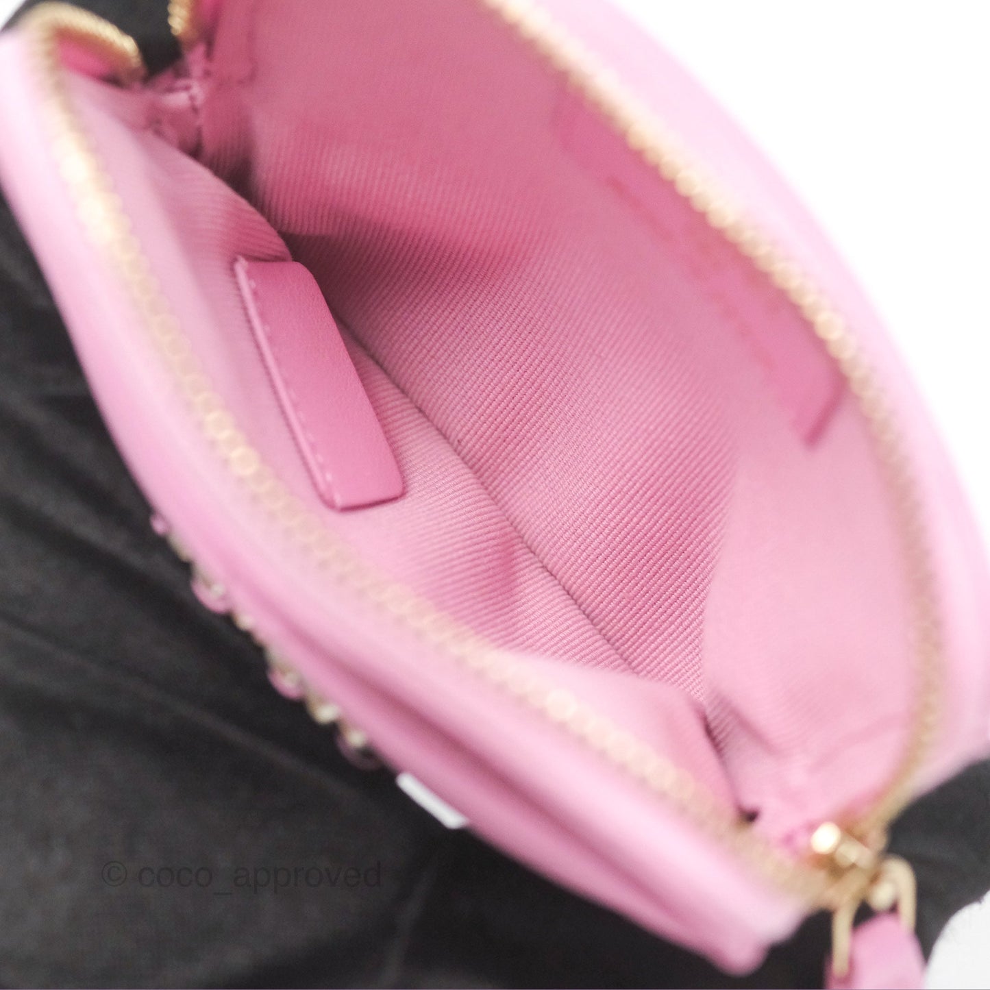 Chanel Quilted 19 Zip Card Holder Wallet Pink Lambskin