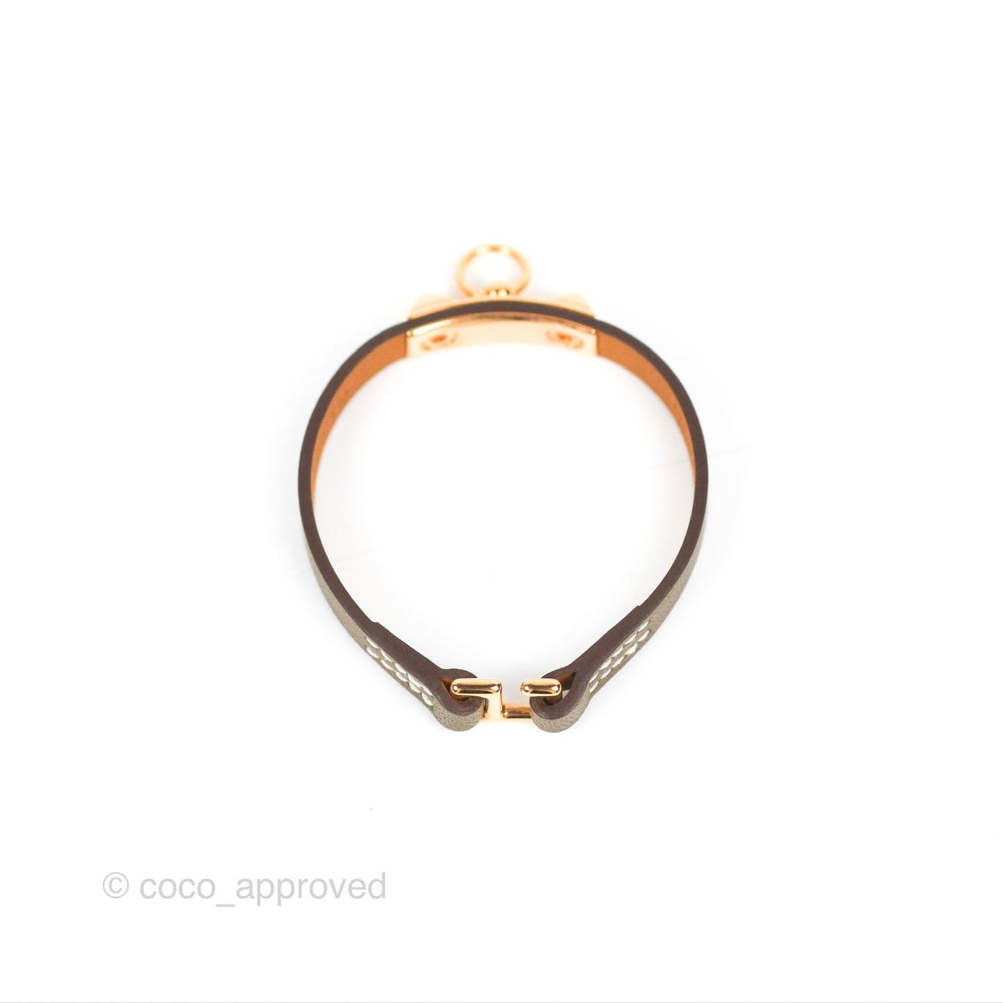 Hermès Rivale Mini Bracelet Etoupe Swift Rose Gold Hardware