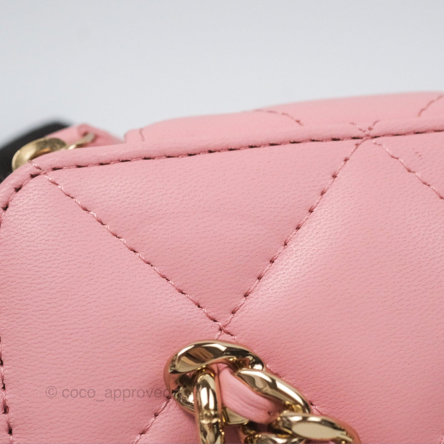 Chanel Resin Elegant Chain Vanity Case Pink Lambskin Gold Hardware