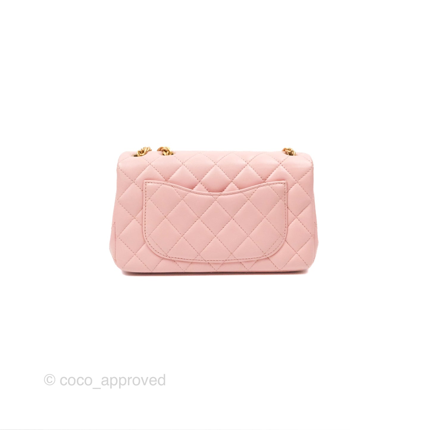 Chanel Sweet Camellia Mini Rectangular Flap Pink Lambskin Aged Gold Hardware 23S