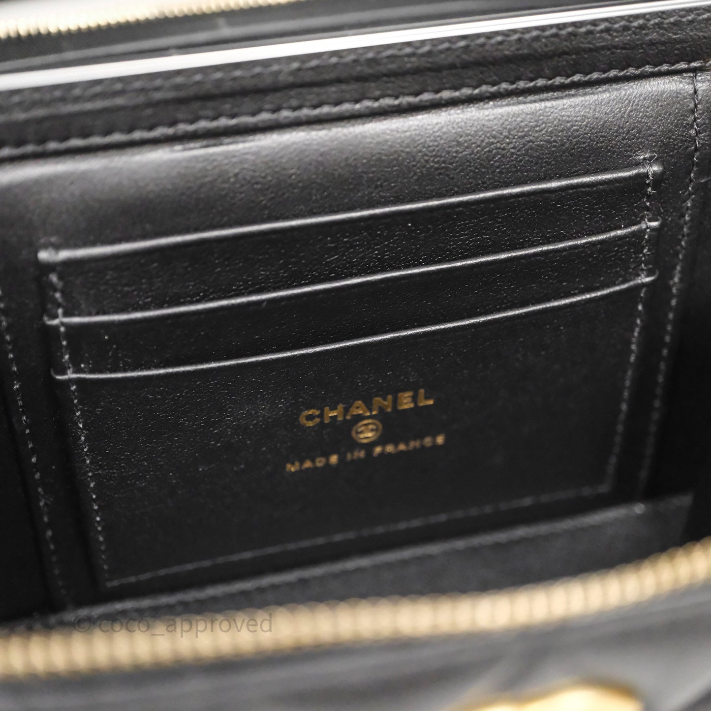 Chanel Top Handle Vanity Rectangular Black Lambskin Aged Gold Hardware