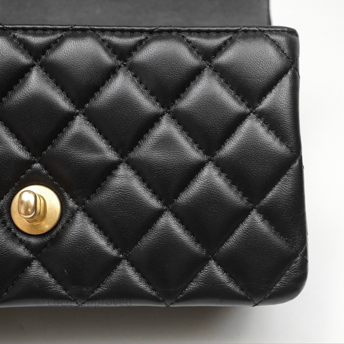 Chanel Metal Top Handle Mini Rectangular Flap Bag Black Lambskin Aged Gold Hardware