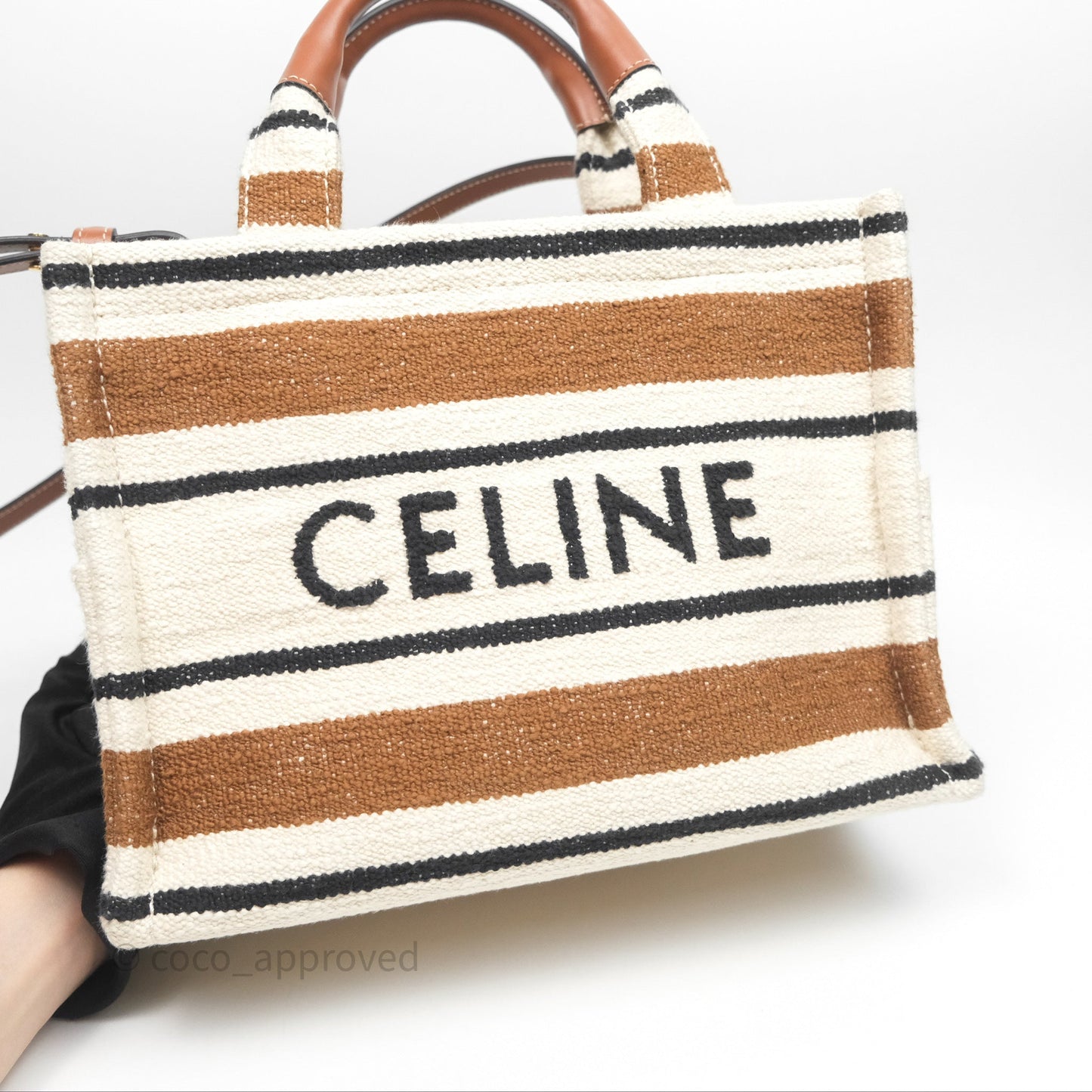 Celine Small Cabas Thais Striped Textile Bag Canvas
