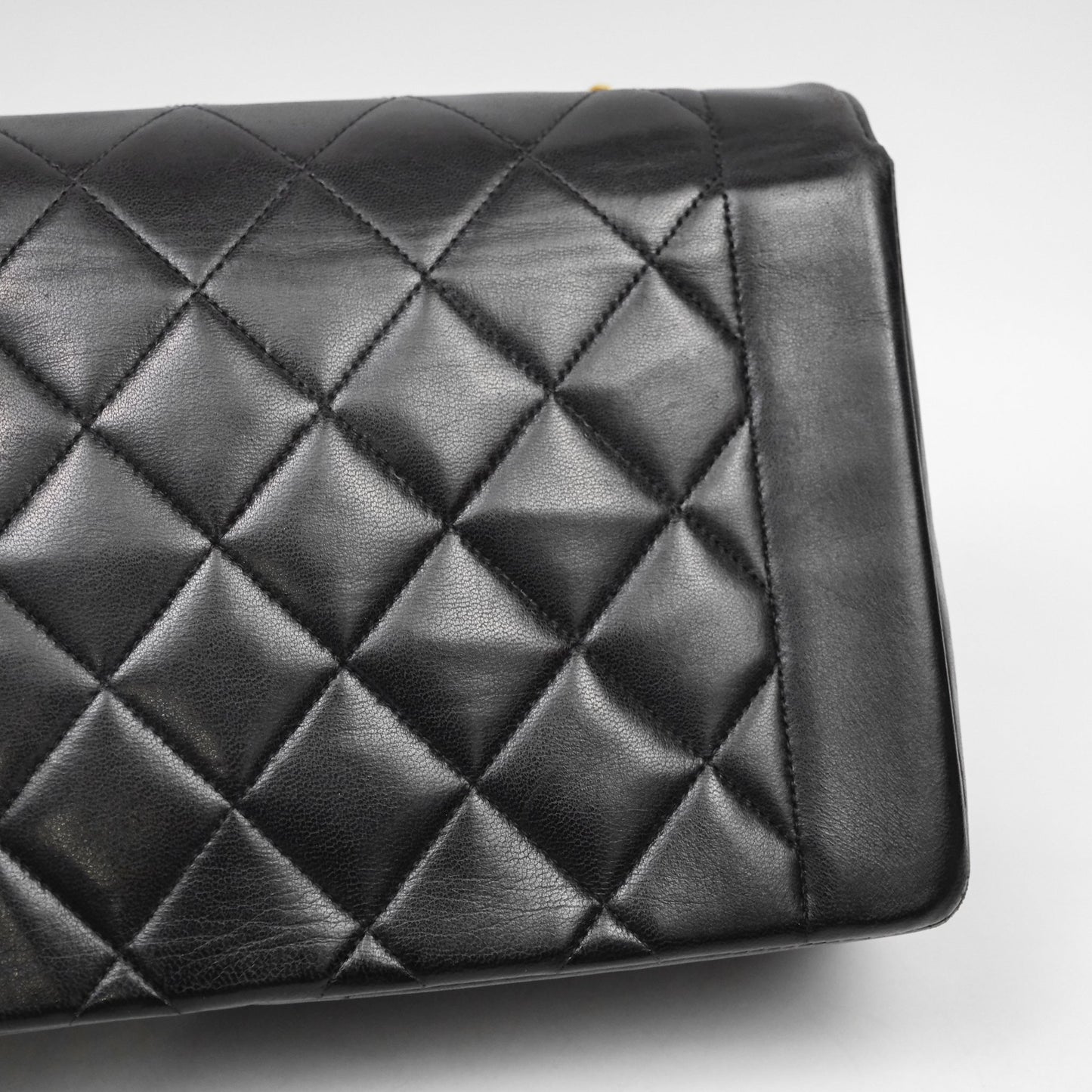 Chanel Vintage Medium Classic Diana Flap Bag Black Lambskin 24K Gold Hardware