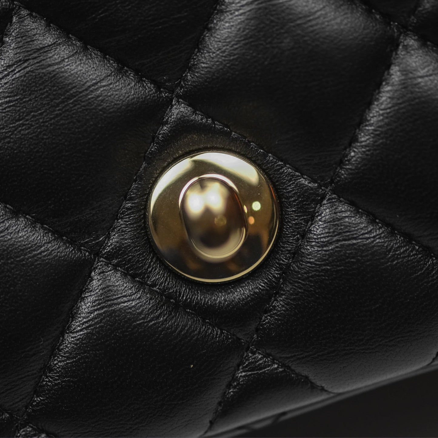 Chanel Mini Square Flap Quilted Black Lambskin Gold Hardware