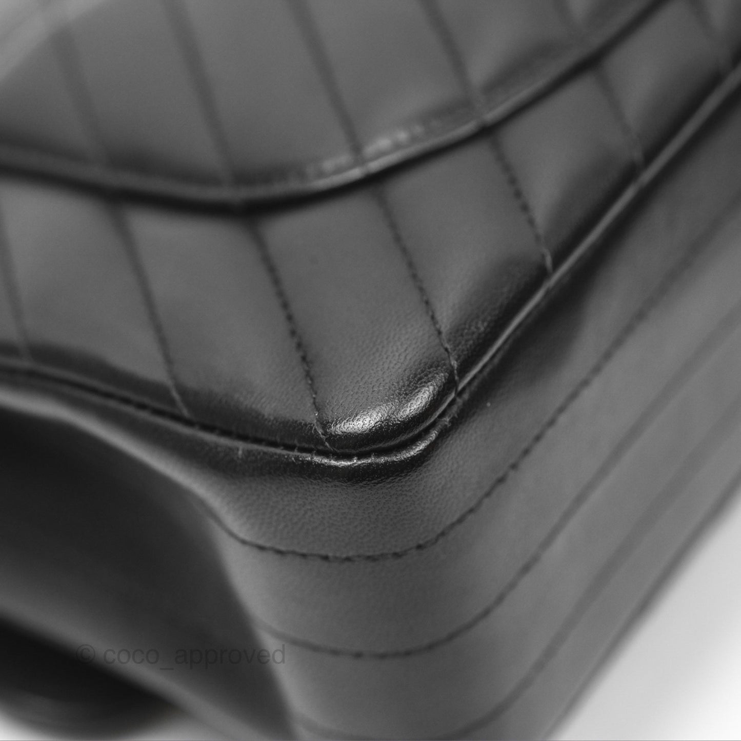 Chanel Small Classic Chevron Flap Black Lambskin Silver Hardware