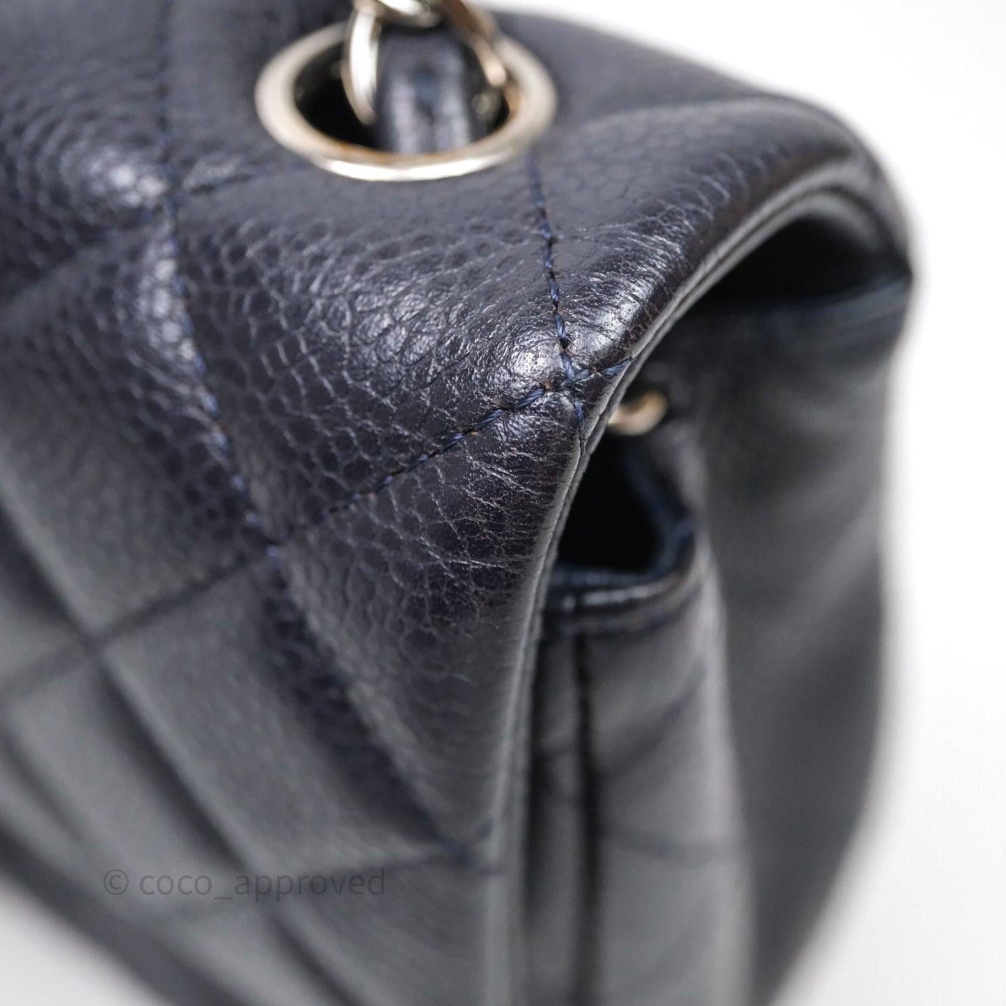 Chanel Mini Rectangular Quilted Dark Navy Caviar Silver Hardware