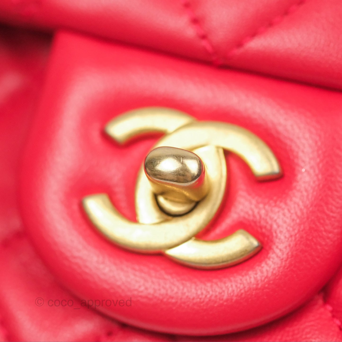 Chanel Mini Rectangular Pearl Crush Chilli Red Lambskin Aged Gold Hardware