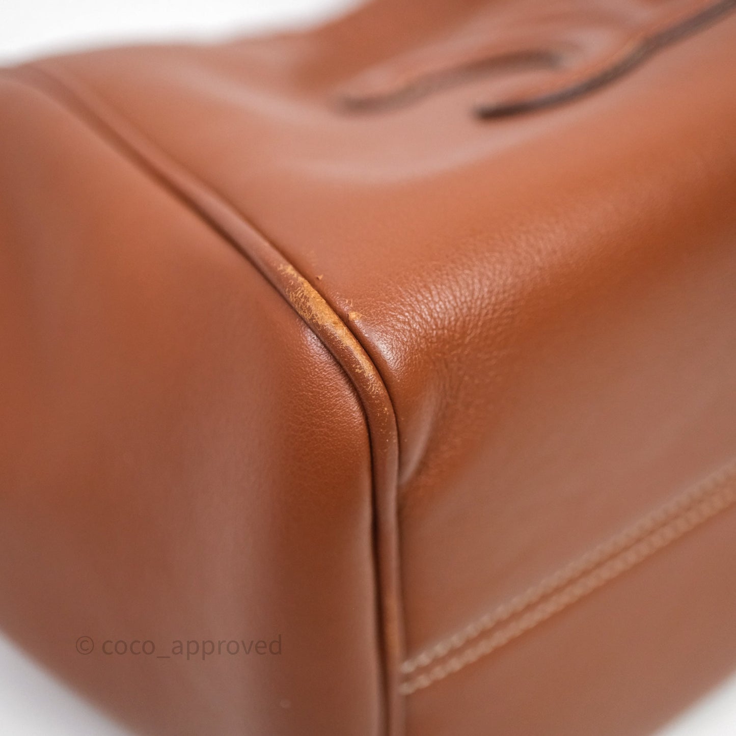 Celine Drawstring Cabas Tote Bag Triomphe in Grained Calfskin Tan