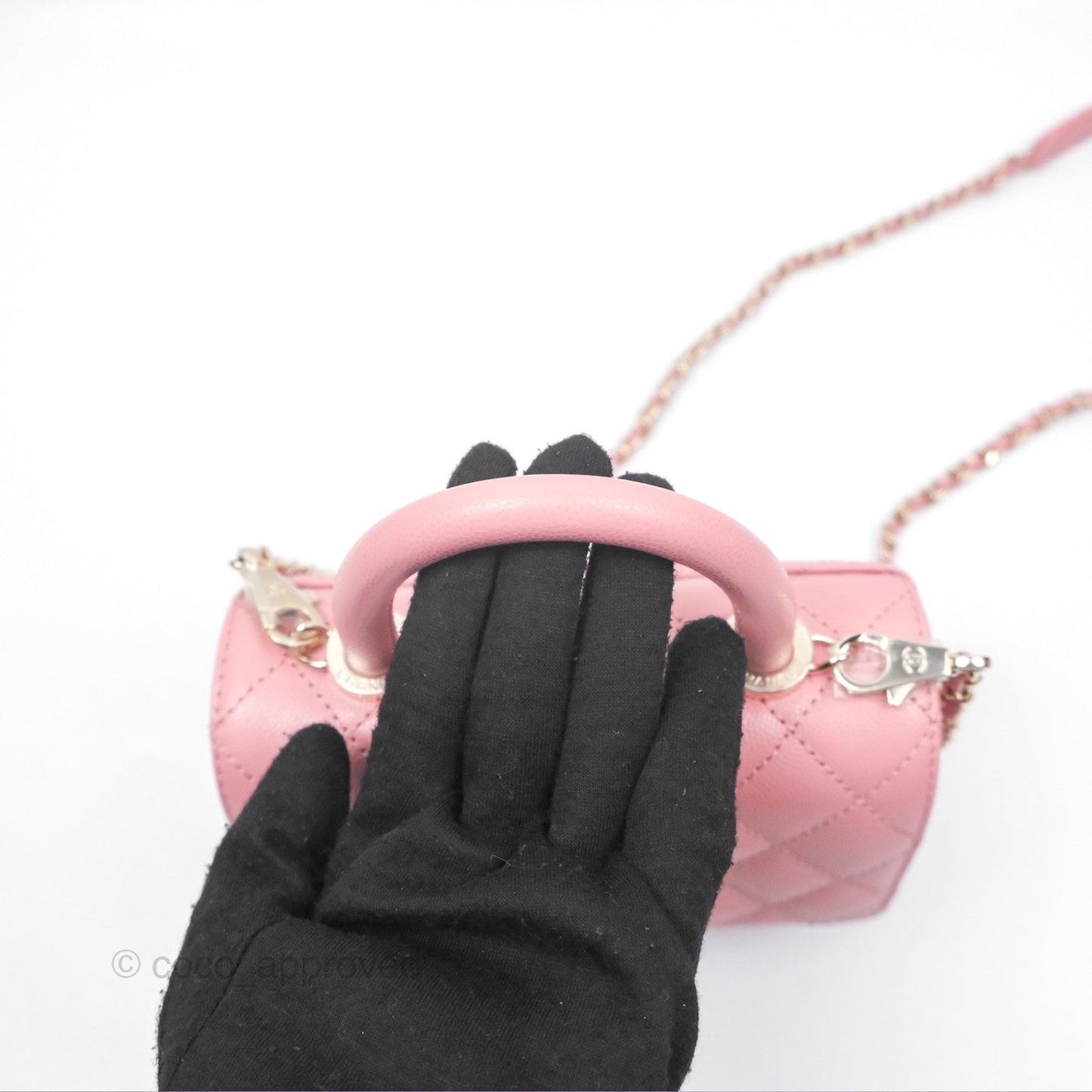 Chanel Mini Coco Handle Quilted Pink Caviar Gold Hardware