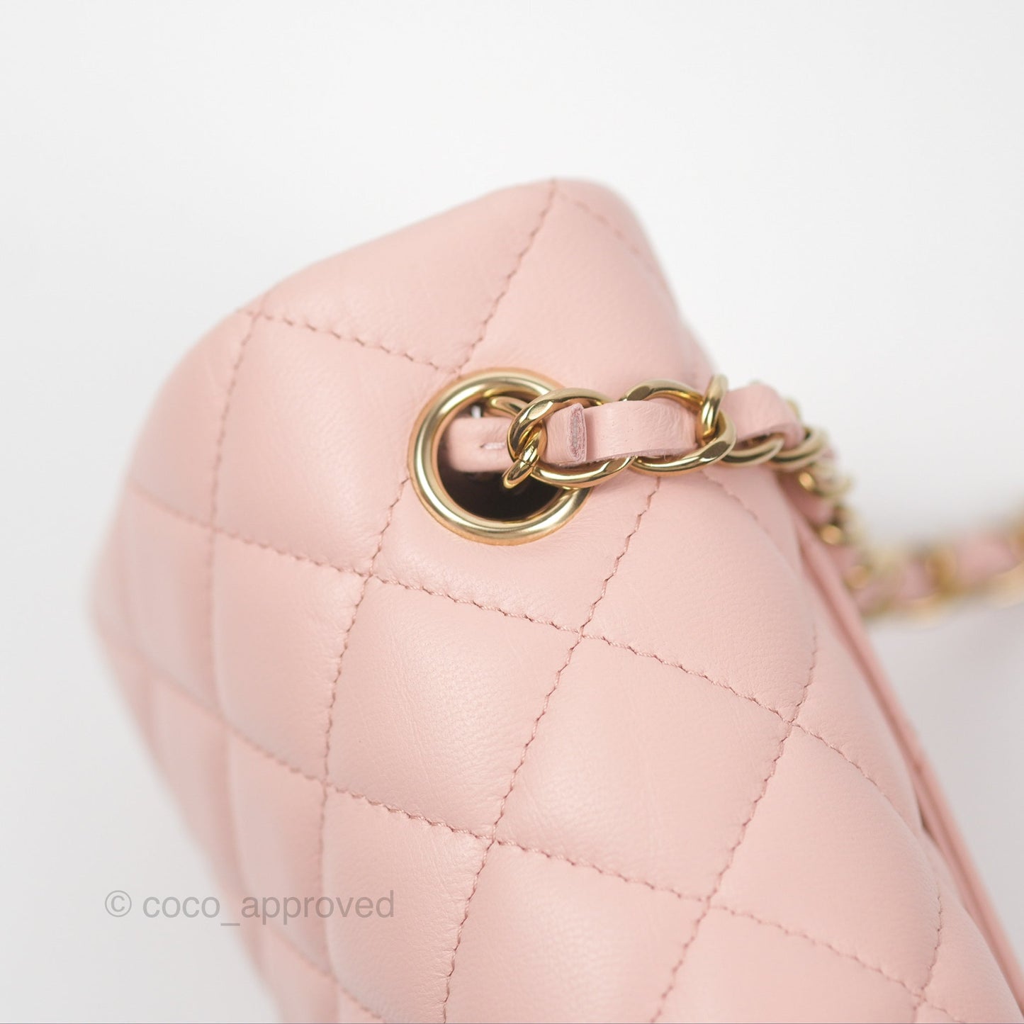 Chanel Quilted Mini Rectangular Flap Baby Pink Lambskin Gold Hardware