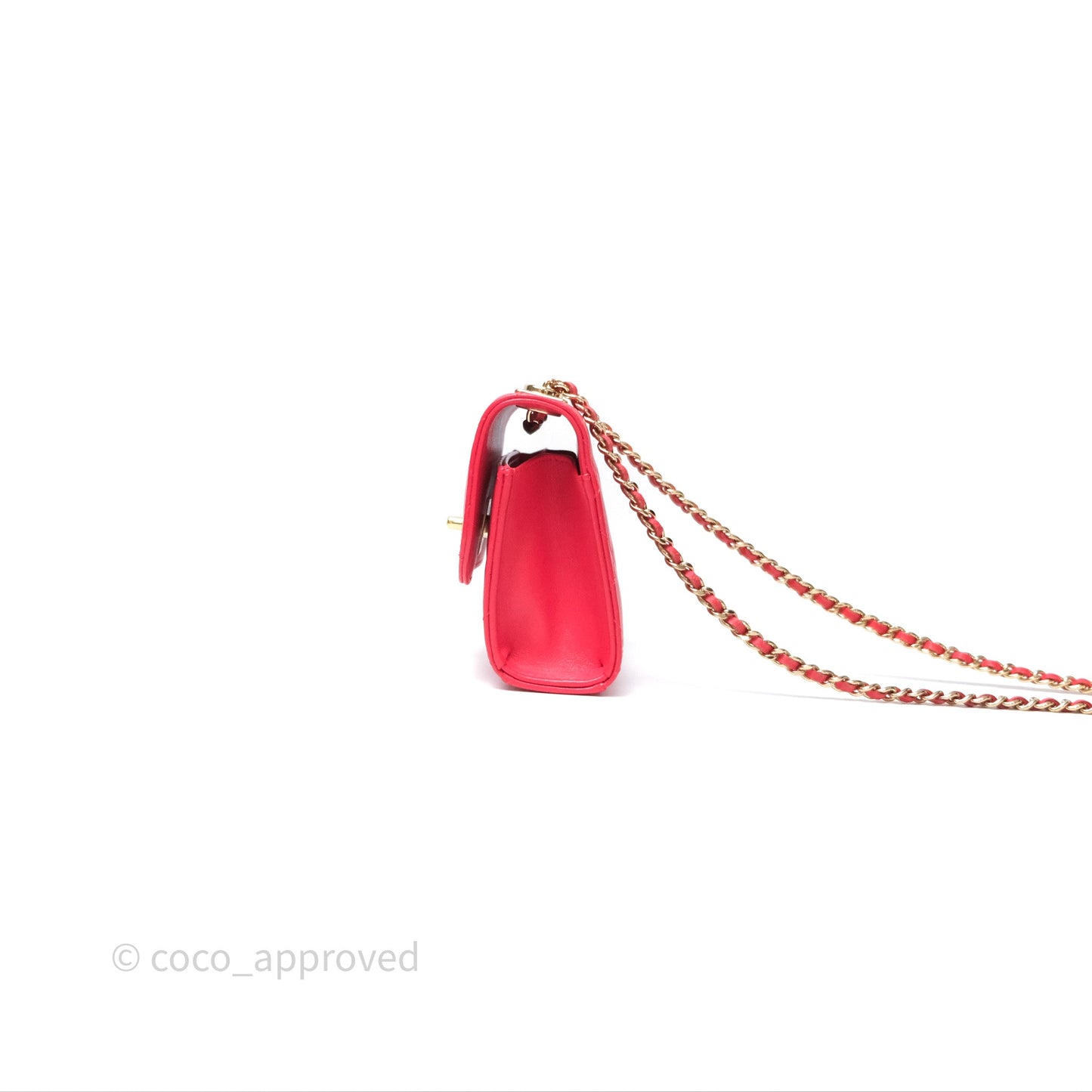 Chanel Mini Quilted Trendy CC Clutch With Chain Red Lambskin Gold Hardware